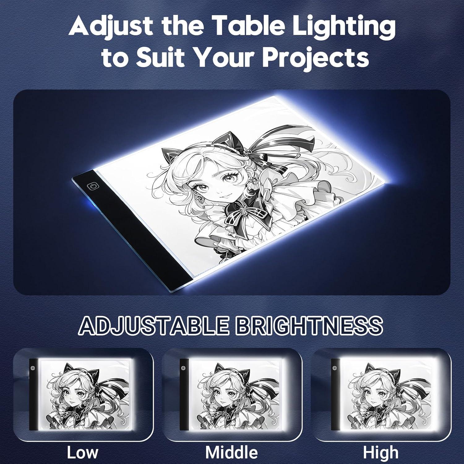 Guiseapue A4 Diamond Art Light Board, Ultra-Thin Light Pad for Painting, Light Table Tracing Light Box for Drawing, Tattoo, Weeding Vinyl, Sketching, Painting Accessories Gifts for Her, Kids, Him