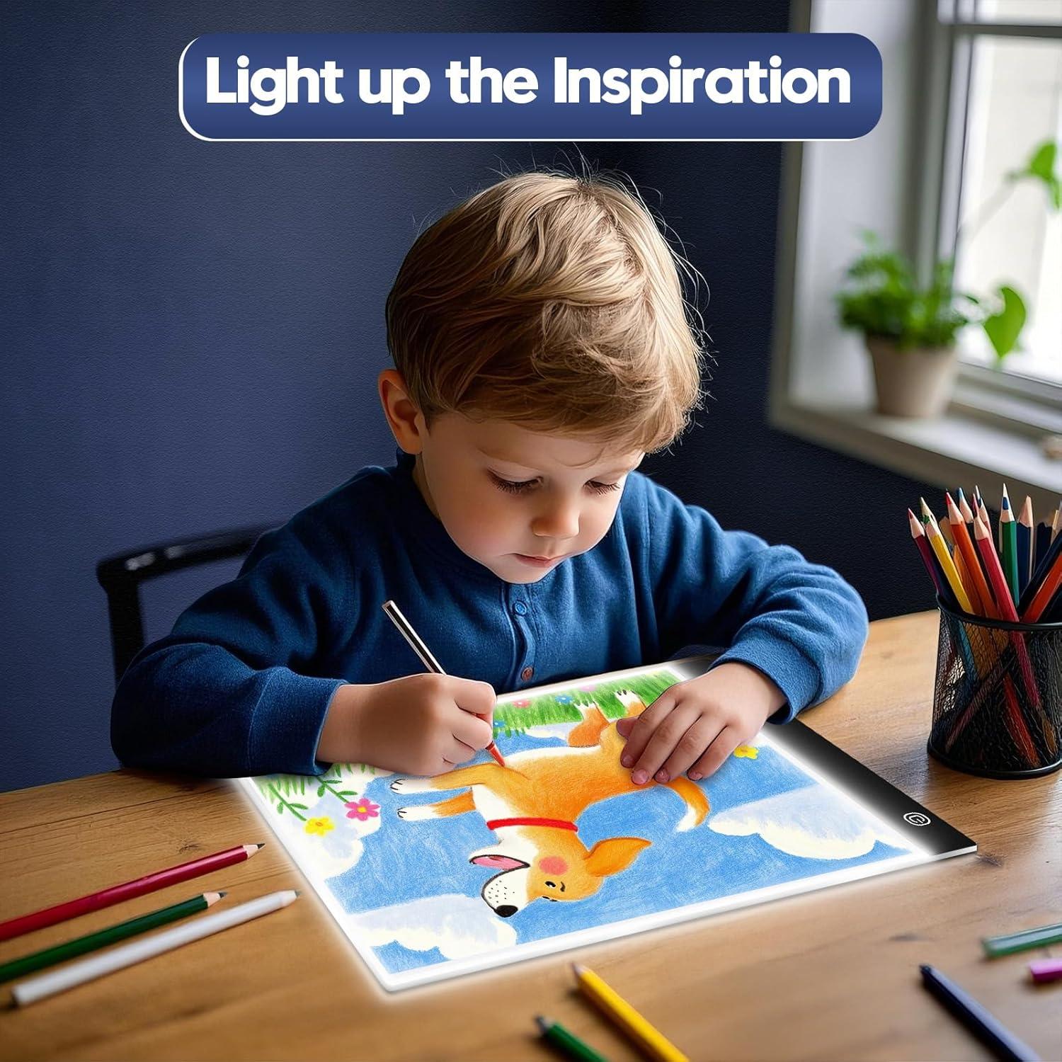 Guiseapue A4 Diamond Art Light Board, Ultra-Thin Light Pad for Painting, Light Table Tracing Light Box for Drawing, Tattoo, Weeding Vinyl, Sketching, Painting Accessories Gifts for Her, Kids, Him