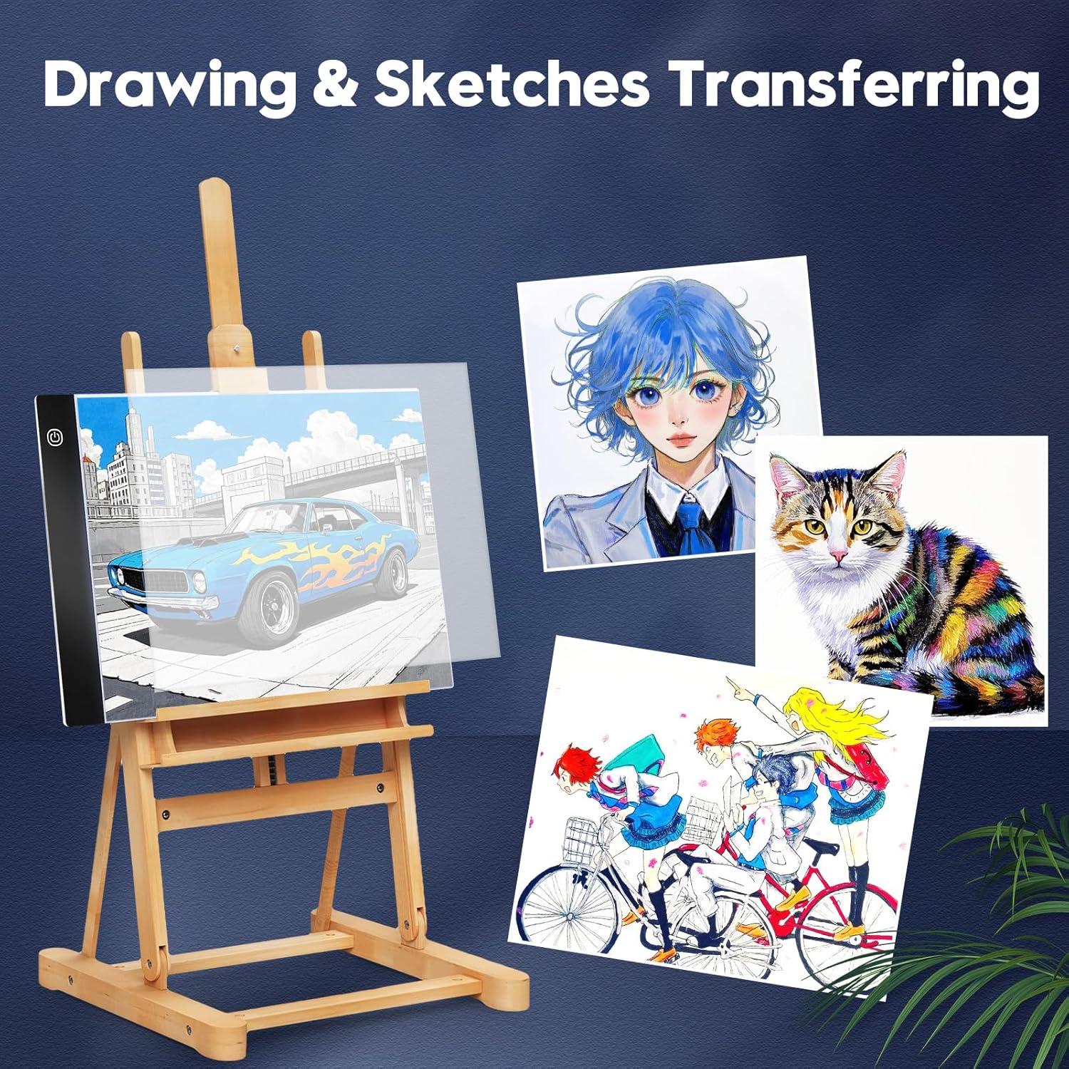 Guiseapue A4 Diamond Art Light Board, Ultra-Thin Light Pad for Painting, Light Table Tracing Light Box for Drawing, Tattoo, Weeding Vinyl, Sketching, Painting Accessories Gifts for Her, Kids, Him