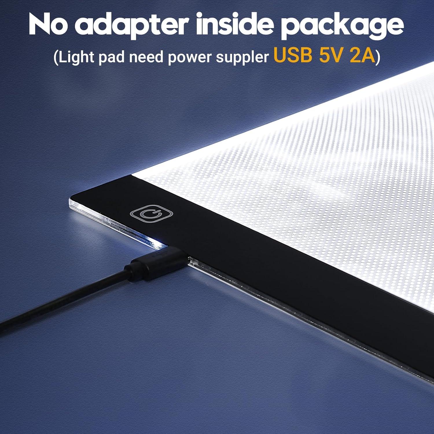 Guiseapue A4 Diamond Art Light Board, Ultra-Thin Light Pad for Painting, Light Table Tracing Light Box for Drawing, Tattoo, Weeding Vinyl, Sketching, Painting Accessories Gifts for Her, Kids, Him