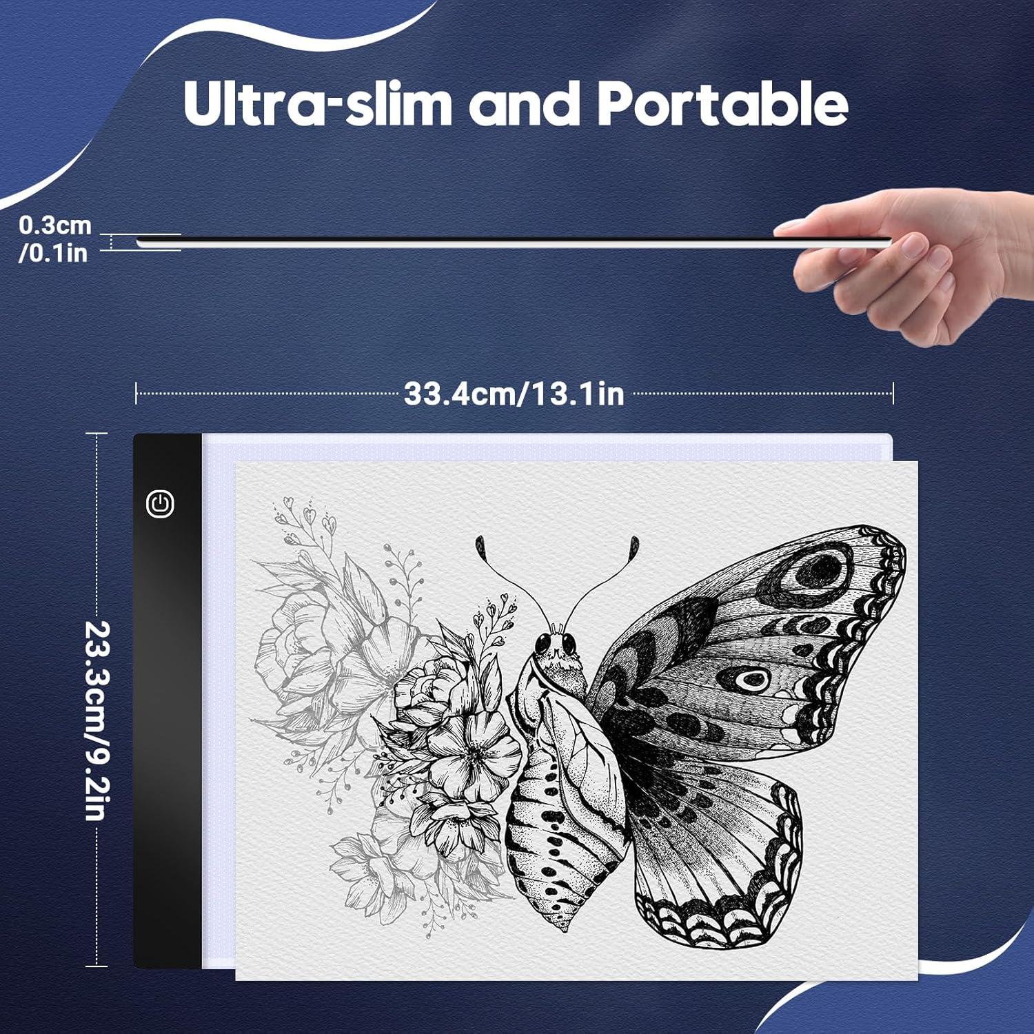 Guiseapue A4 Diamond Art Light Board, Ultra-Thin Light Pad for Painting, Light Table Tracing Light Box for Drawing, Tattoo, Weeding Vinyl, Sketching, Painting Accessories Gifts for Her, Kids, Him