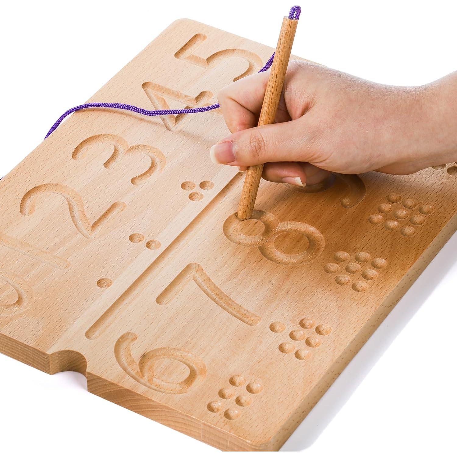 Tablero de Trazado de Letras y Números Suwimut - Madera Montessori