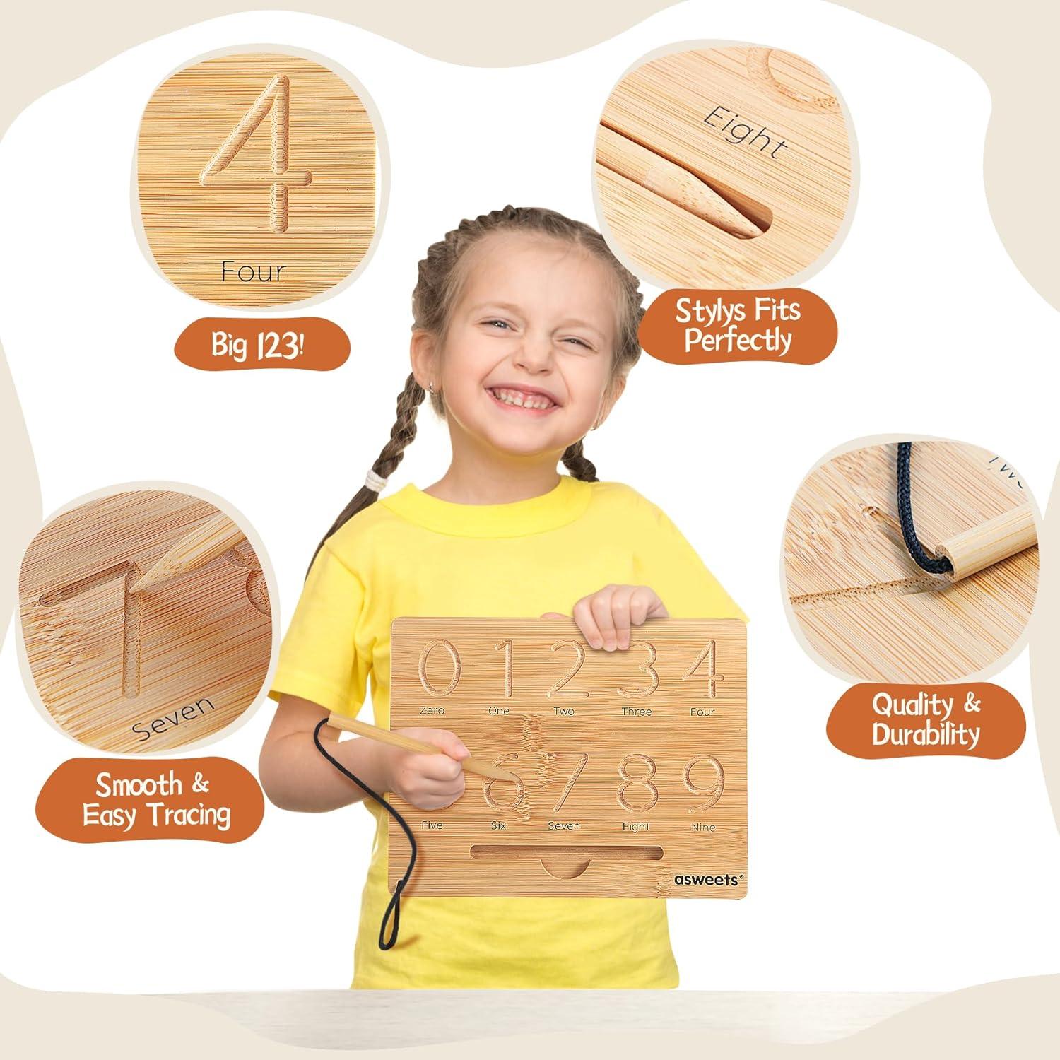 Tablero de Números de Madera Montessori Asweets 23x18.5 cm