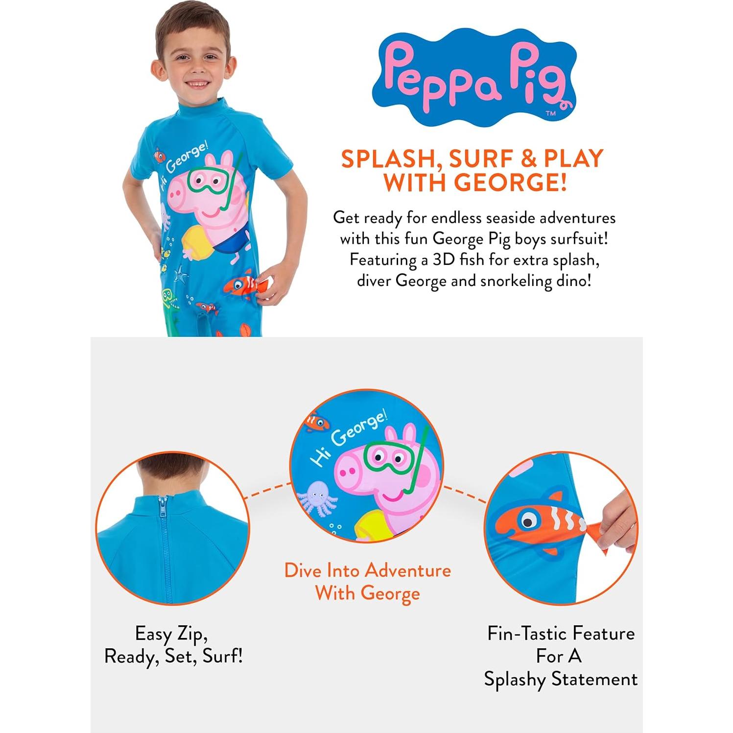 Traje de baño George Pig para niños 12-18 meses azul