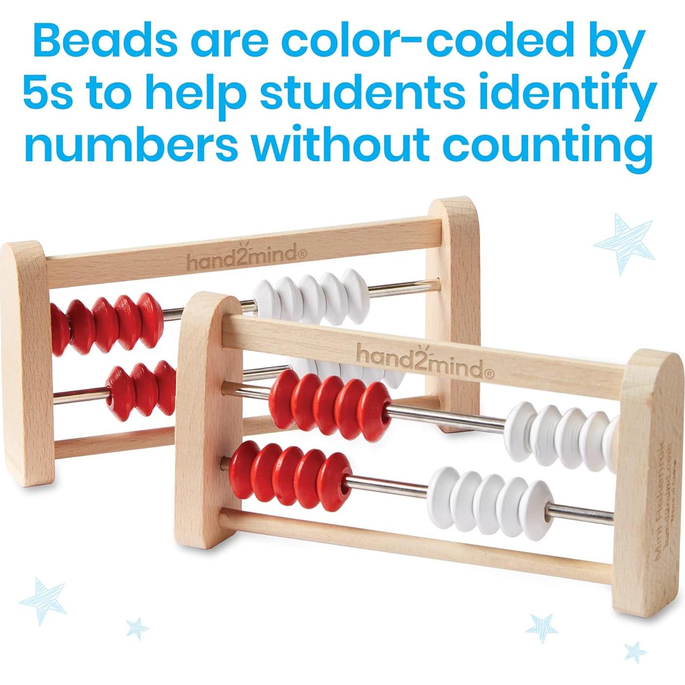 Ábaco Rekenrek hand2mind de 20 cuentas de madera - Juego de 4