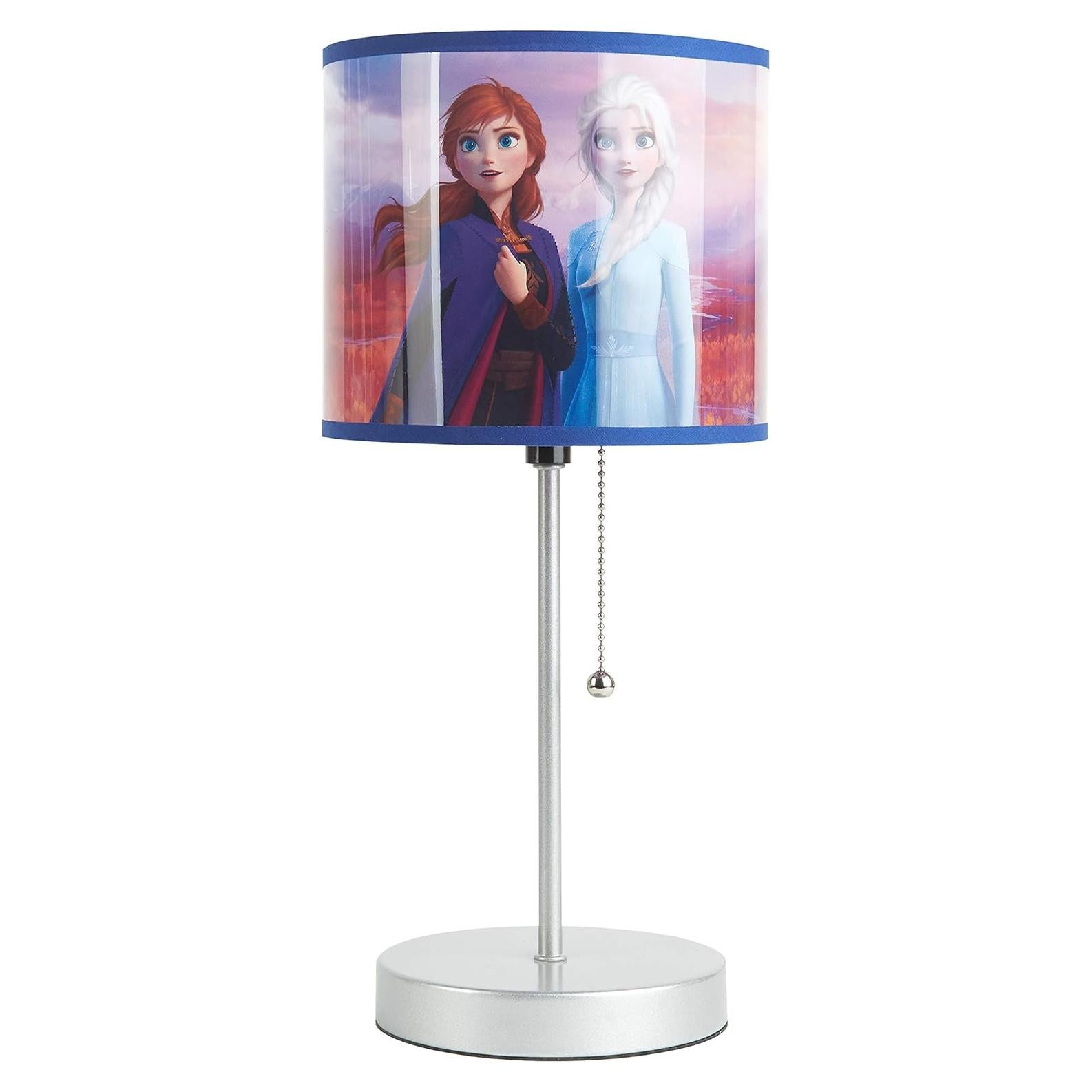Frozen 2 Stick Table Kids Lamp with Pull Chain, Metal, Themed Printed Decorative Shade