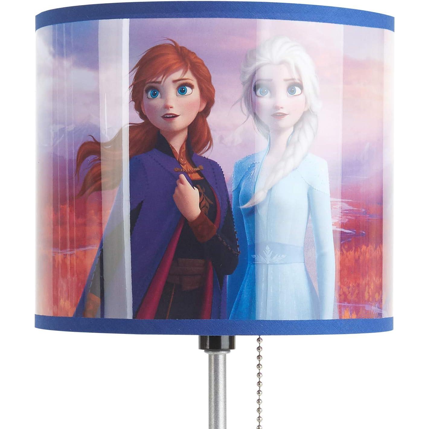 Frozen 2 Stick Table Kids Lamp with Pull Chain, Metal, Themed Printed Decorative Shade
