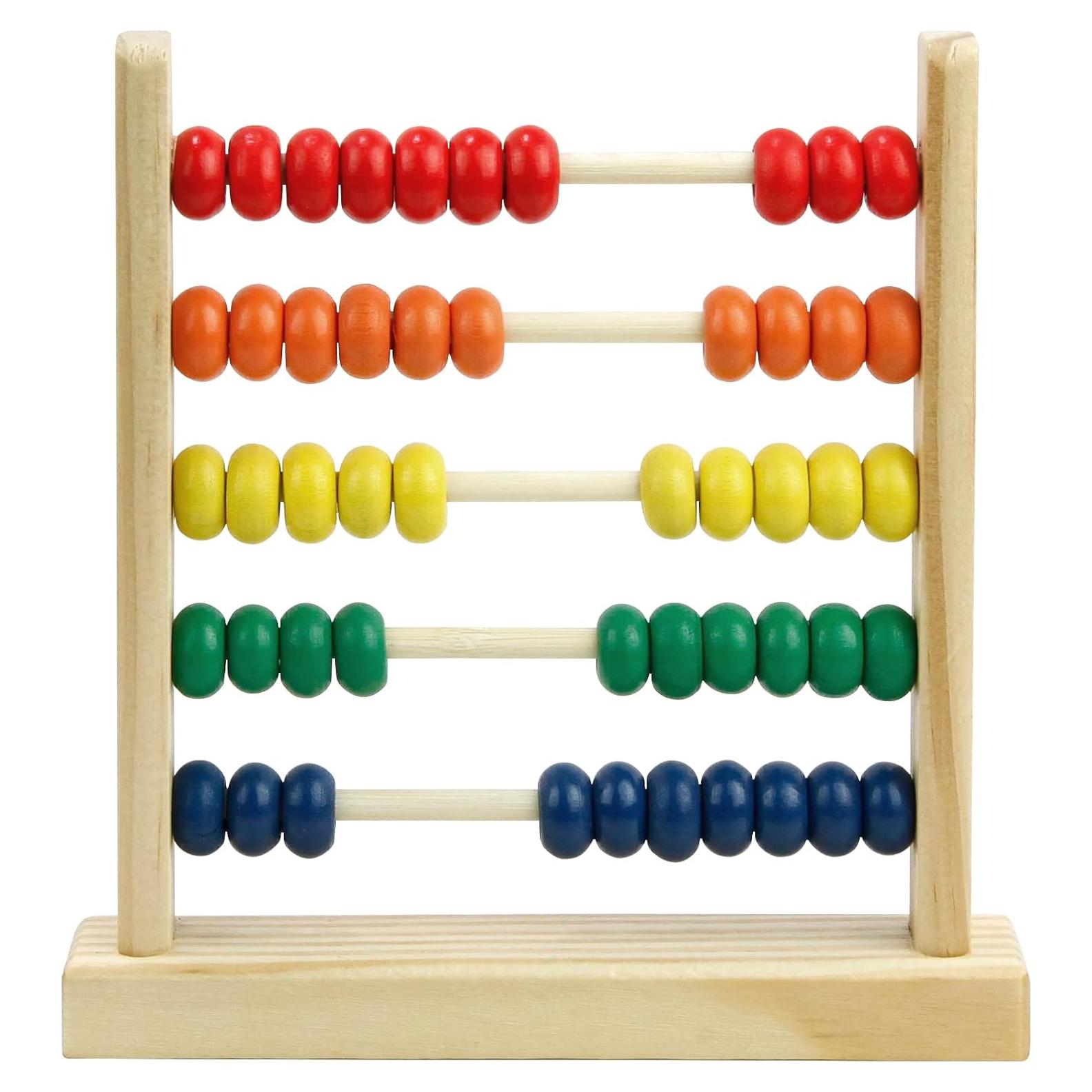 Ábaco de Madera Sealive para Niños 3-5 Años - 50 Bolas Multicolores