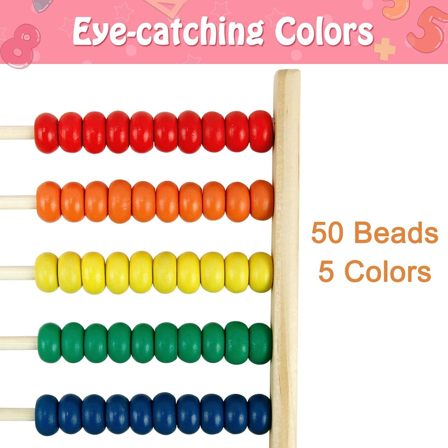 Ábaco de Madera Sealive para Niños 3-5 Años - 50 Bolas Multicolores