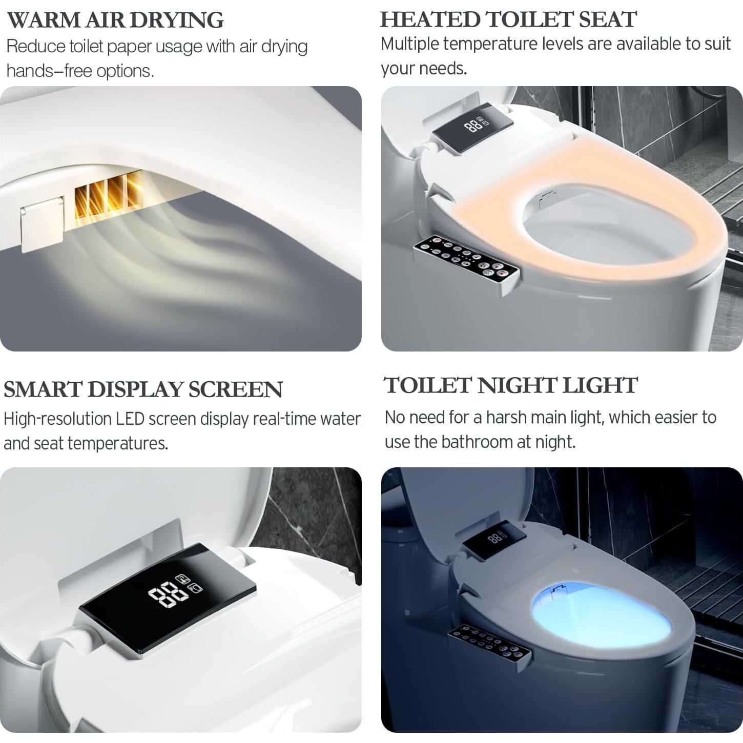 Asiento de inodoro inteligente XCQQ S9BL alargado con bidet