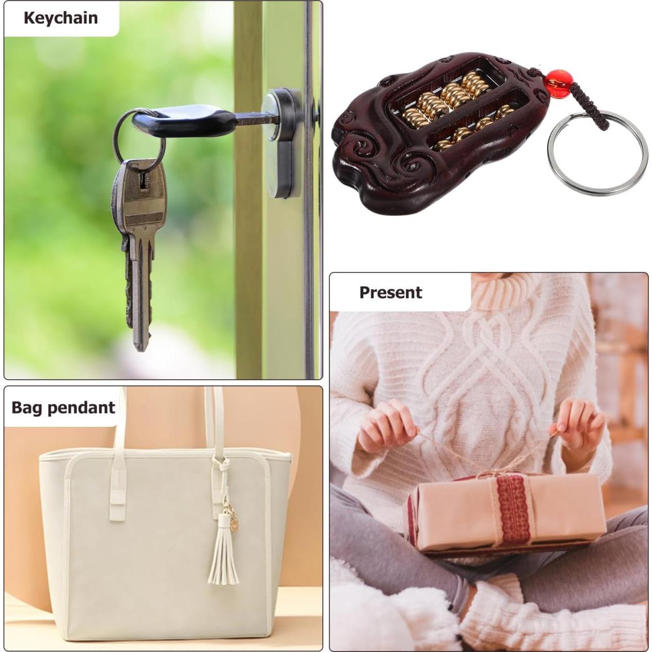 Colgante de Mini Ábaco de Madera SAFIGLE - Llavero Retro 5.90x3.70cm