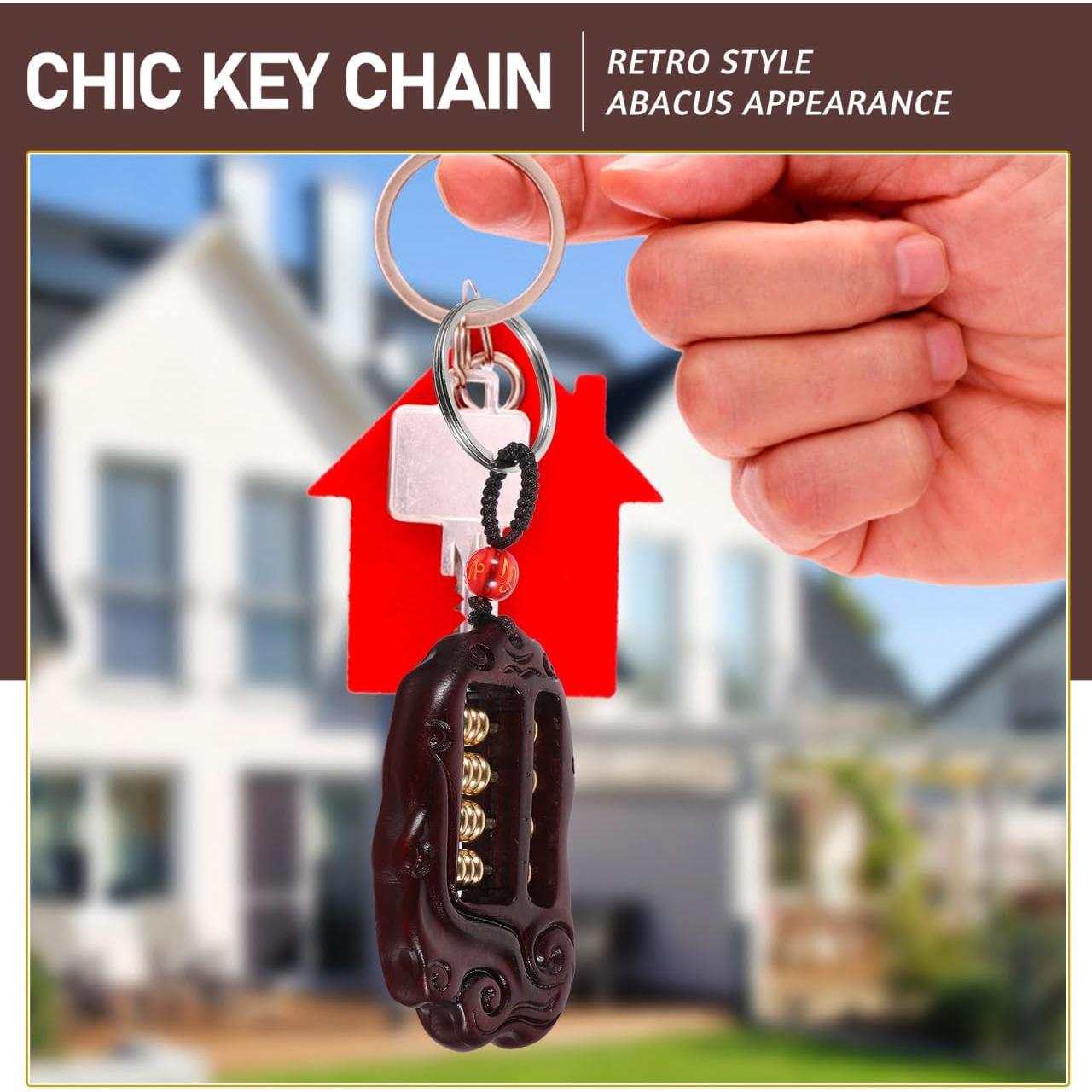 Colgante de Mini Ábaco de Madera SAFIGLE - Llavero Retro 5.90x3.70cm