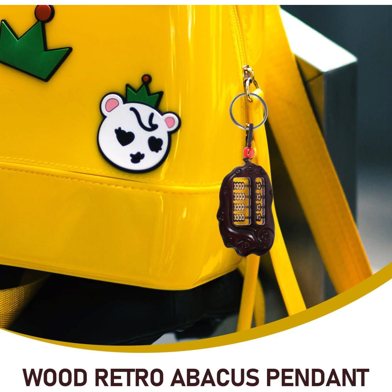 Colgante de Mini Ábaco de Madera SAFIGLE - Llavero Retro 5.90x3.70cm