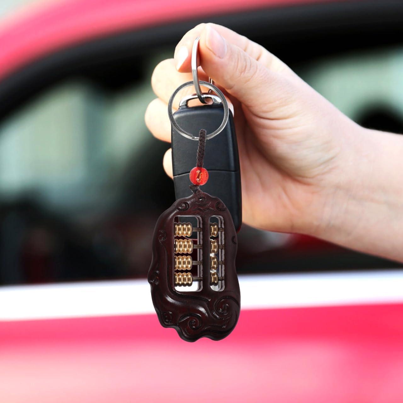 Colgante de Mini Ábaco de Madera SAFIGLE - Llavero Retro 5.90x3.70cm