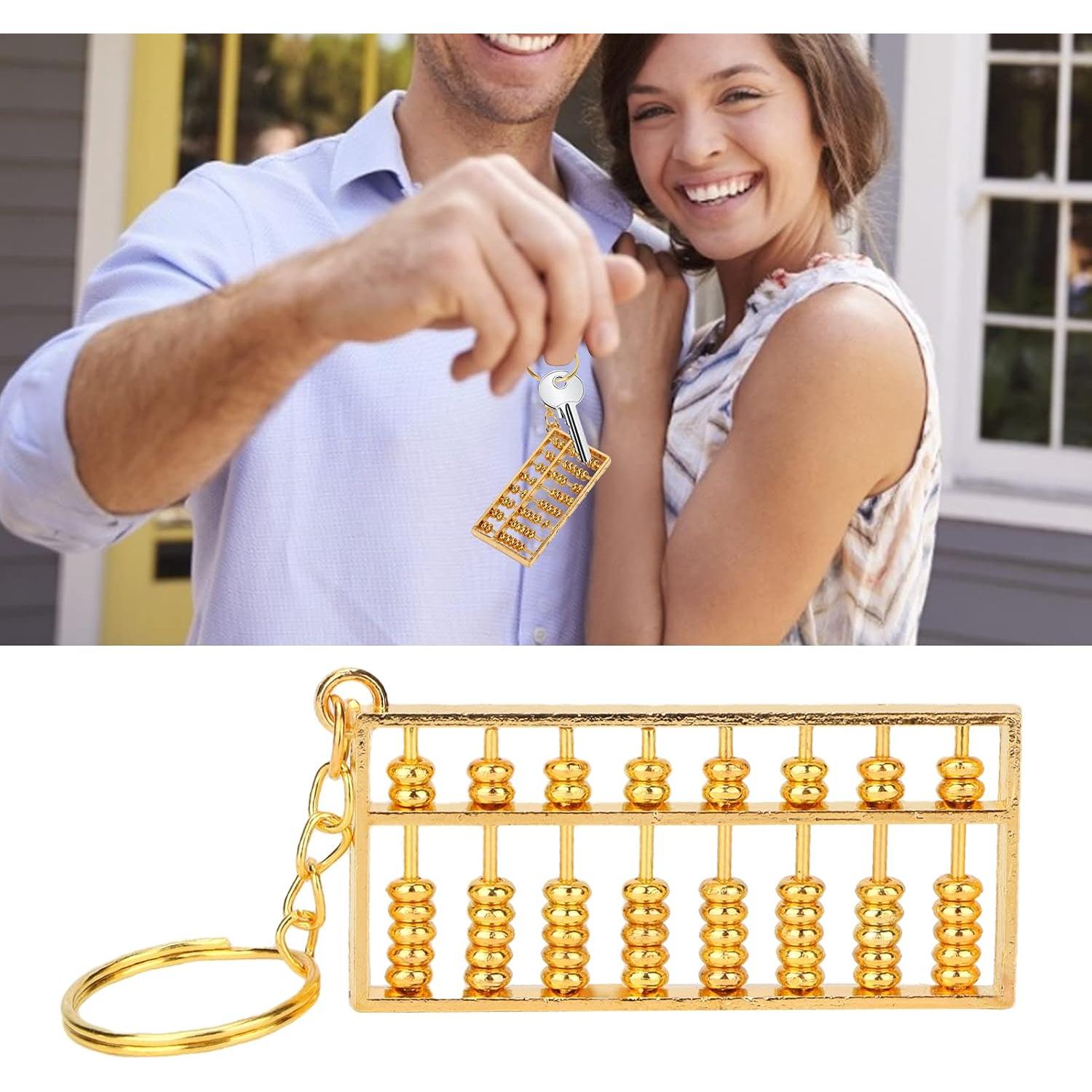 Llavero Ábaco Chino Dorado 14.7x6.6cm Feng Shui