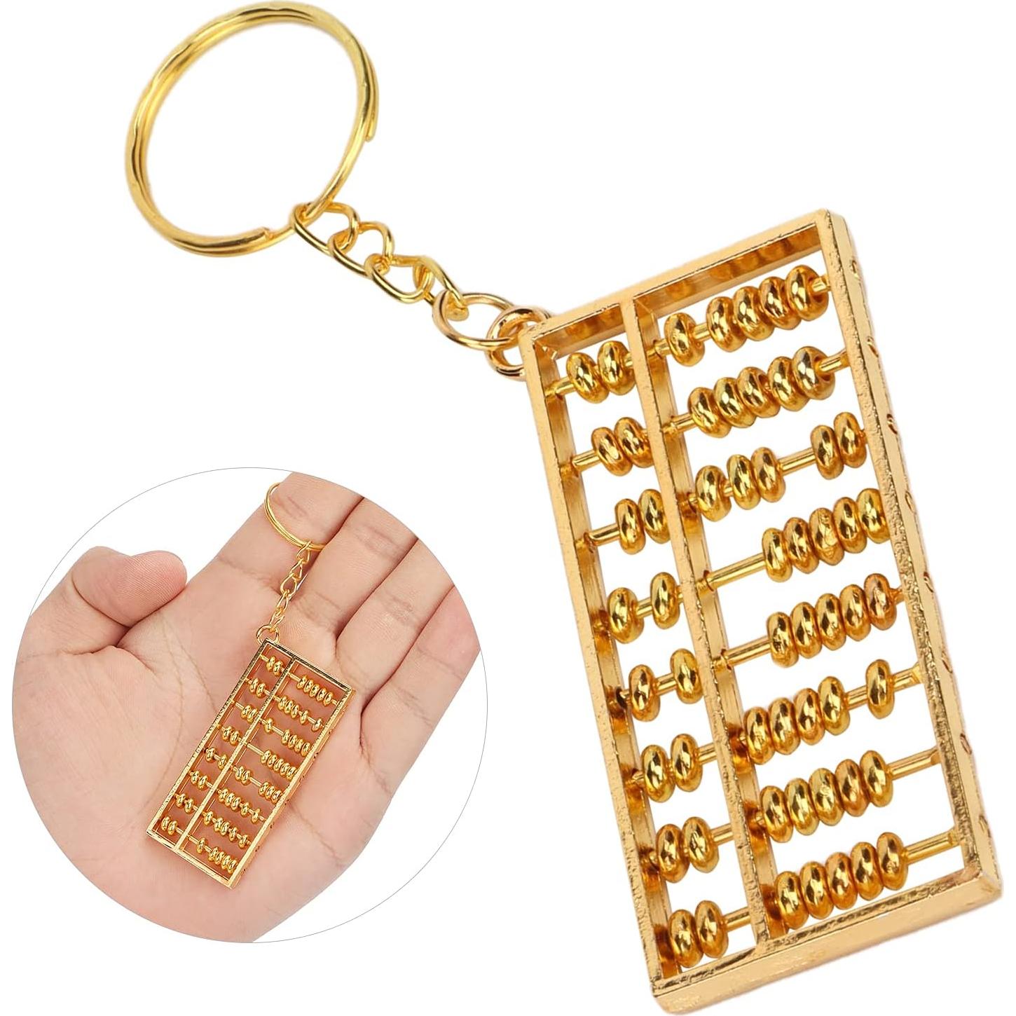 Llavero Ábaco Chino Dorado 14.7x6.6cm Feng Shui