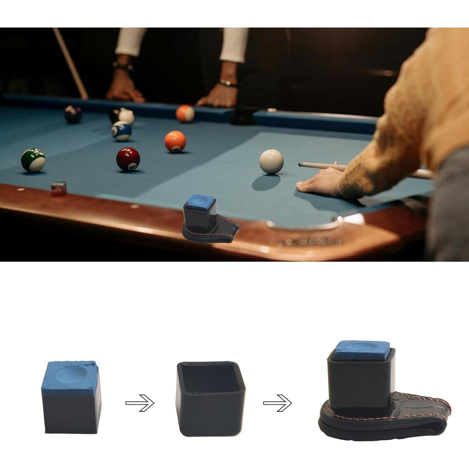 Soporte de Tiza para Billar LAGO DE FUEGO - Cuero Magnético