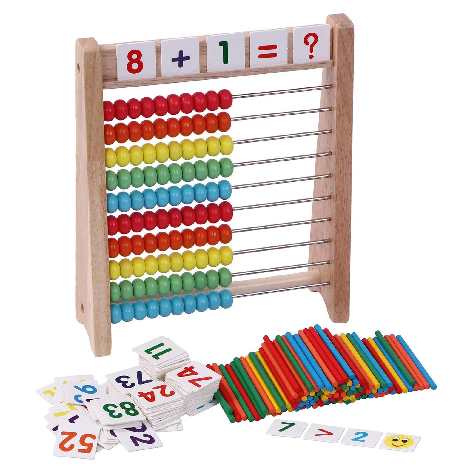 Ábaco de Madera Cltoyvers con 100 Palitos y Tarjetas 1-100