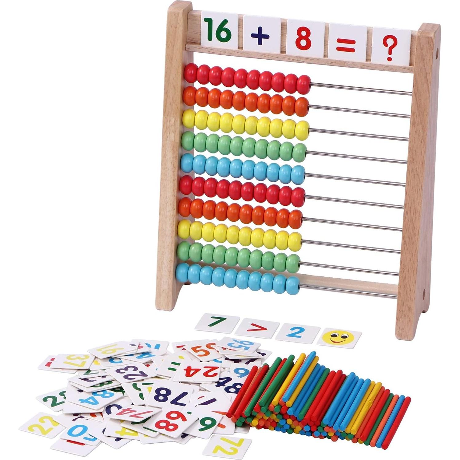 Ábaco de Madera Cltoyvers con 100 Palitos y Tarjetas 1-100