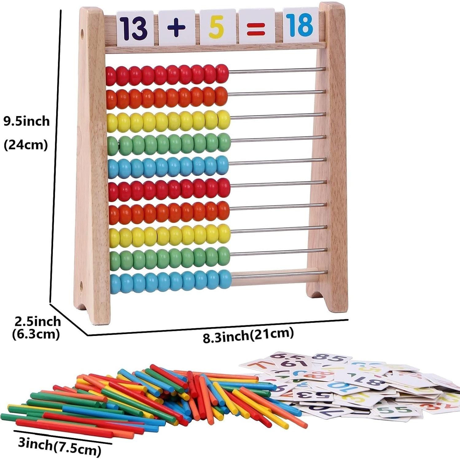 Ábaco de Madera Cltoyvers con 100 Palitos y Tarjetas 1-100