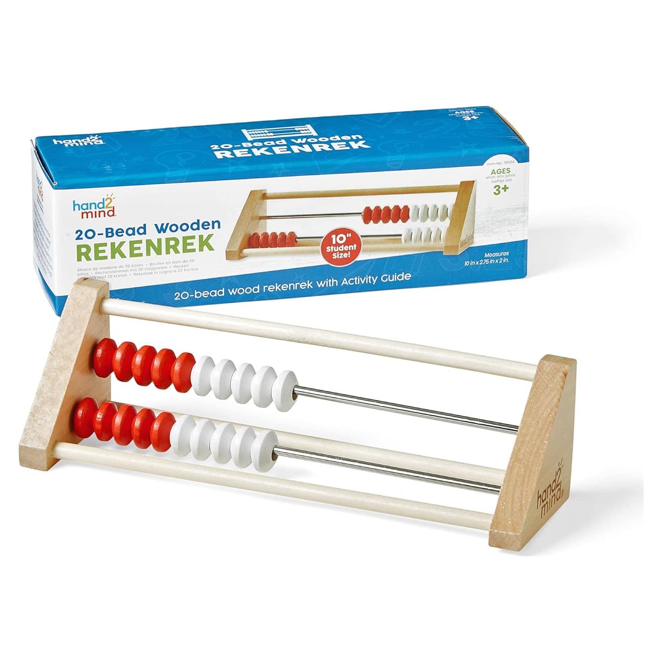 Ábaco Rekenrek hand2mind 20 cuentas de madera para niños