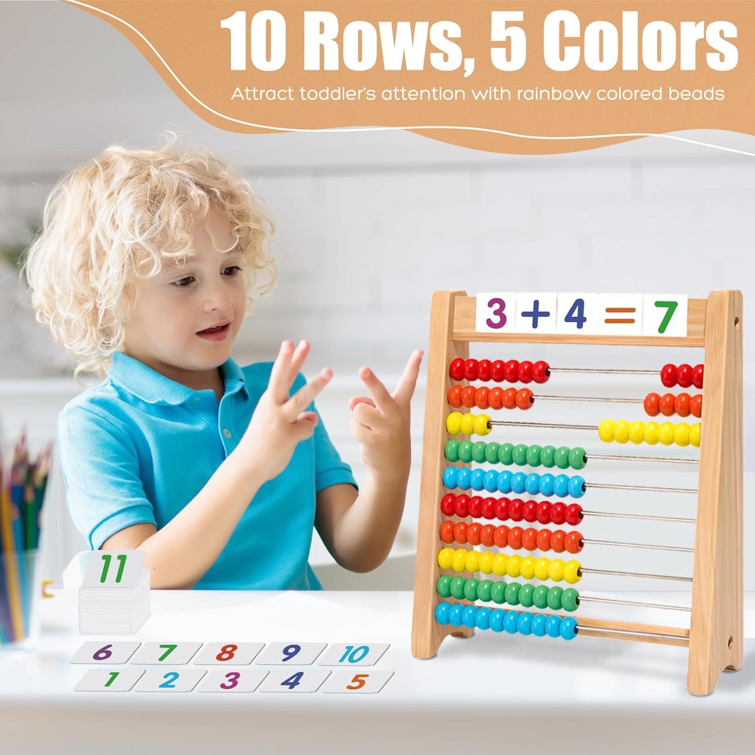 Ábaco de Madera Ranqibo para Niños 3-7 Años con 100 Bolas