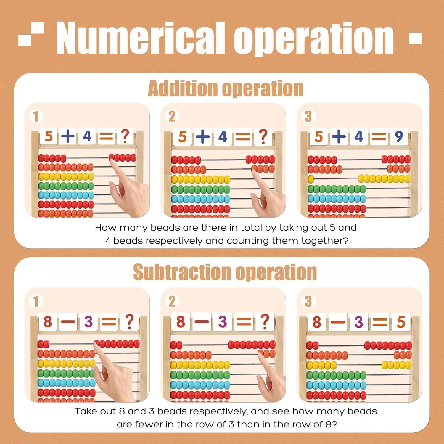 Ábaco de Madera Ranqibo para Niños 3-7 Años con 100 Bolas