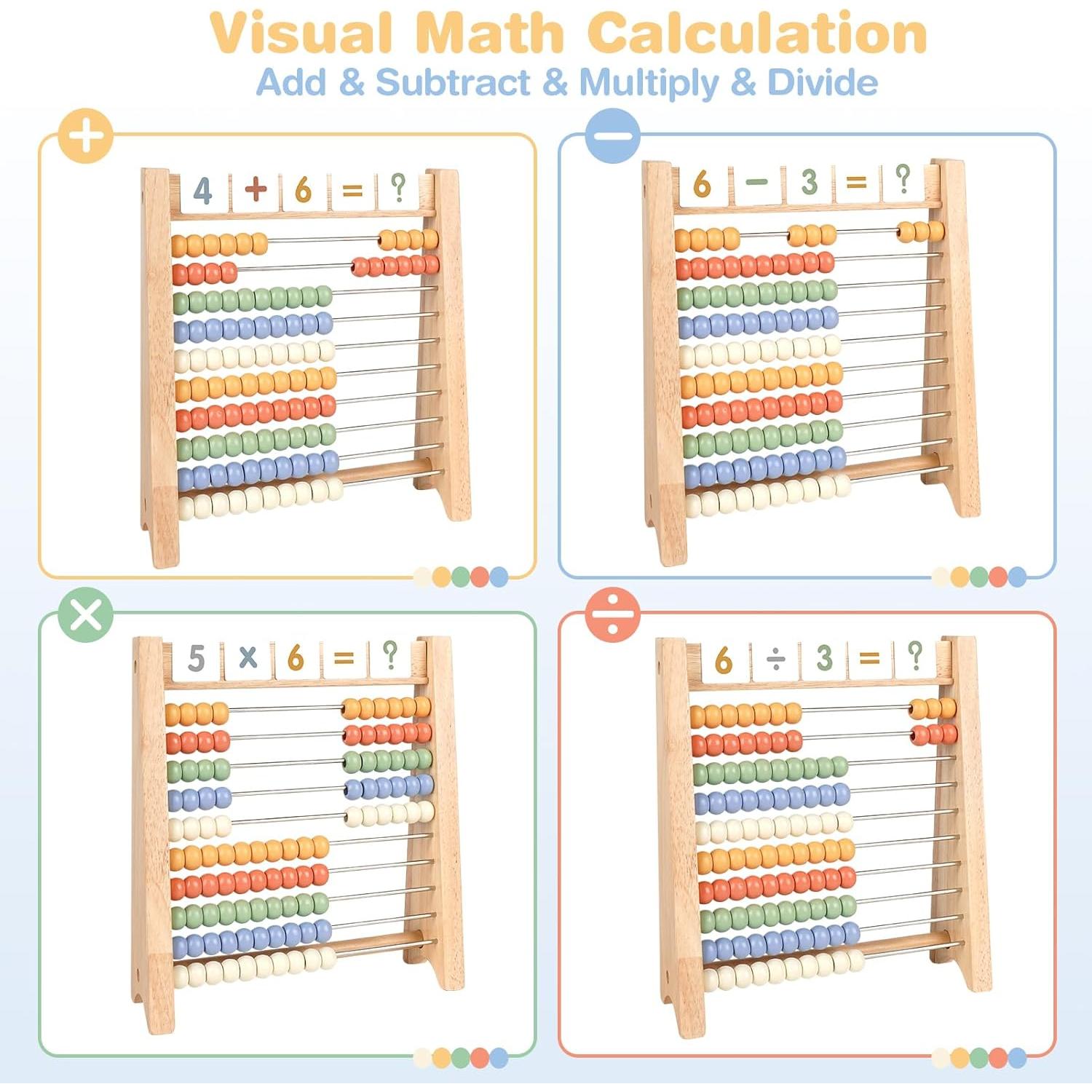 Ábaco de Madera Vanplay para Niños 100 Palitos y 112 Tarjetas