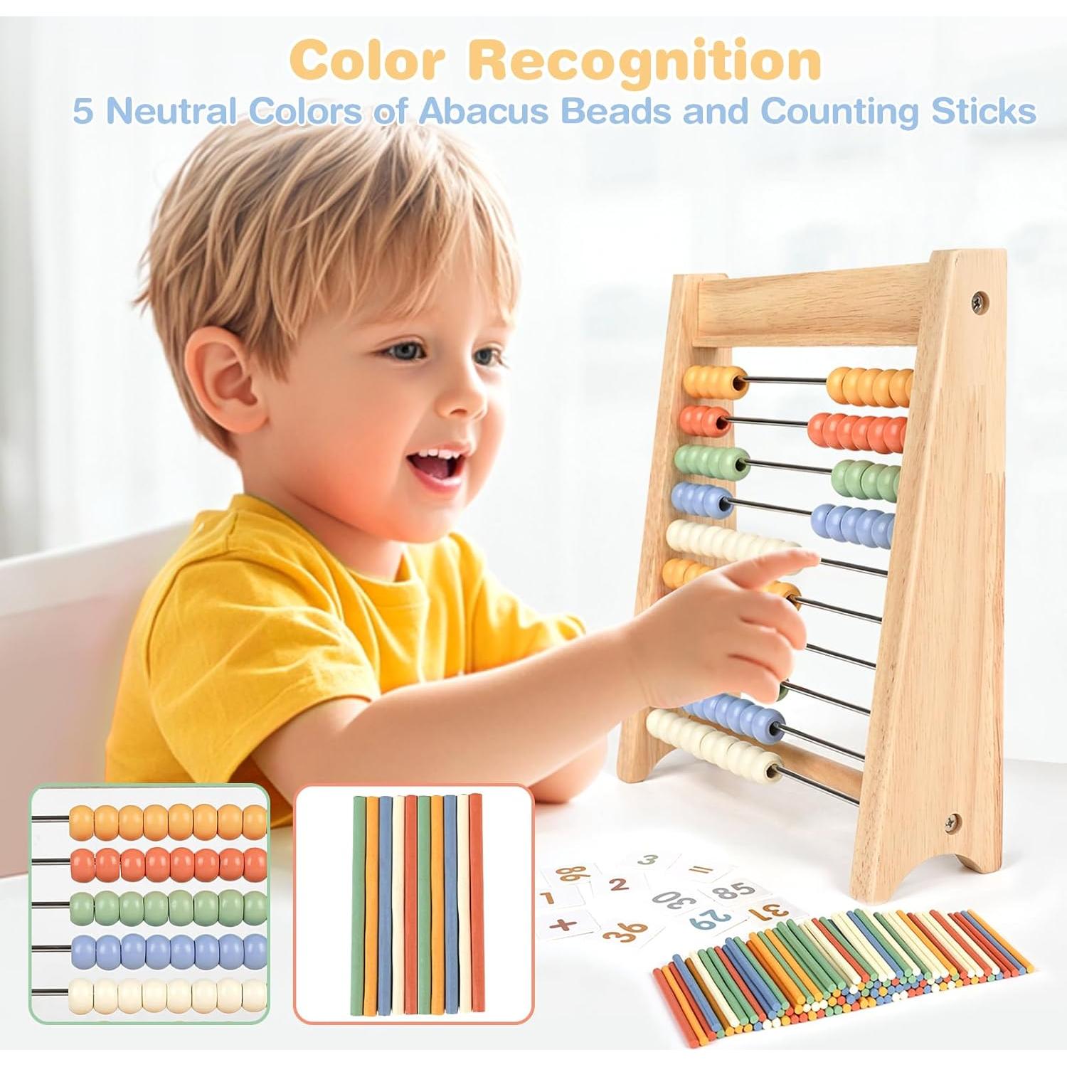 Ábaco de Madera Vanplay para Niños 100 Palitos y 112 Tarjetas