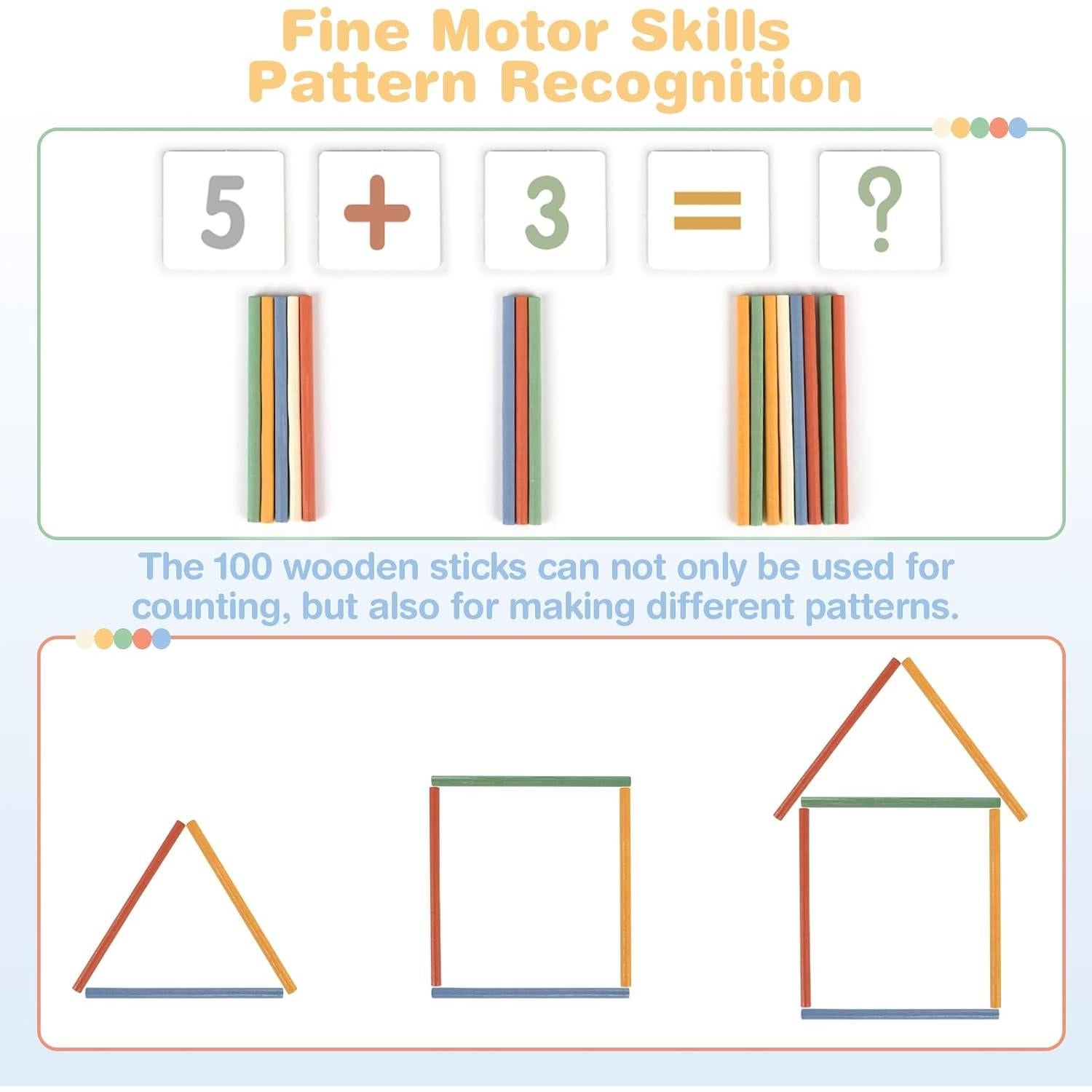 Ábaco de Madera Vanplay para Niños 100 Palitos y 112 Tarjetas