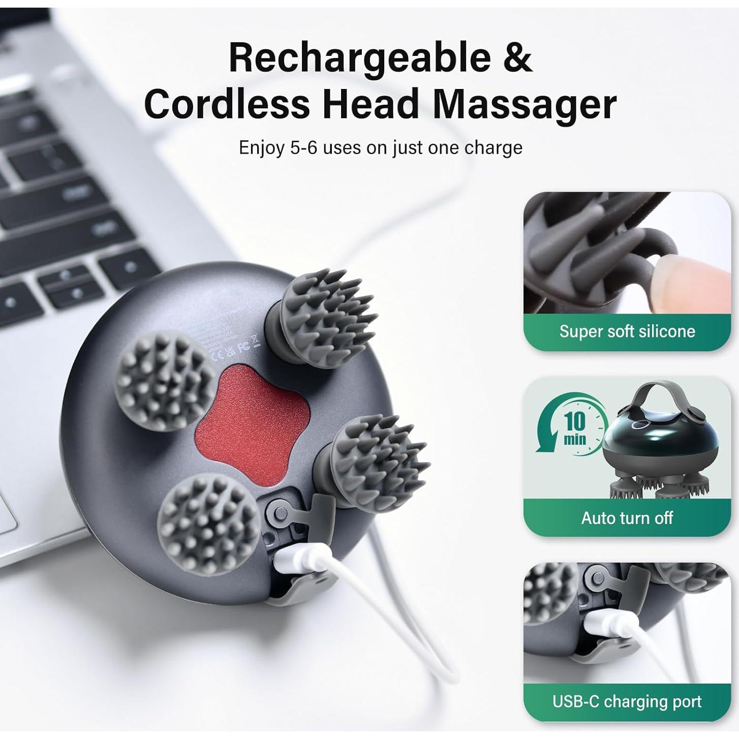 Masajeador de cuero cabelludo eléctrico Arboleaf 6 en 1 impermeable