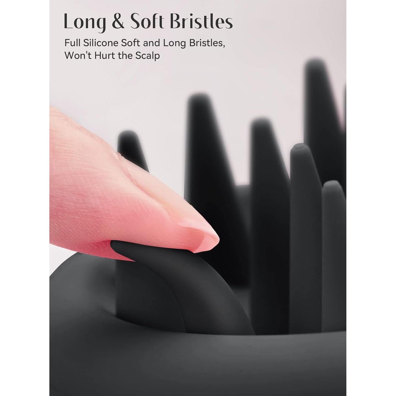 Masajeador de Cuero Cabelludo HEETA Negro - Cepillo Exfoliador