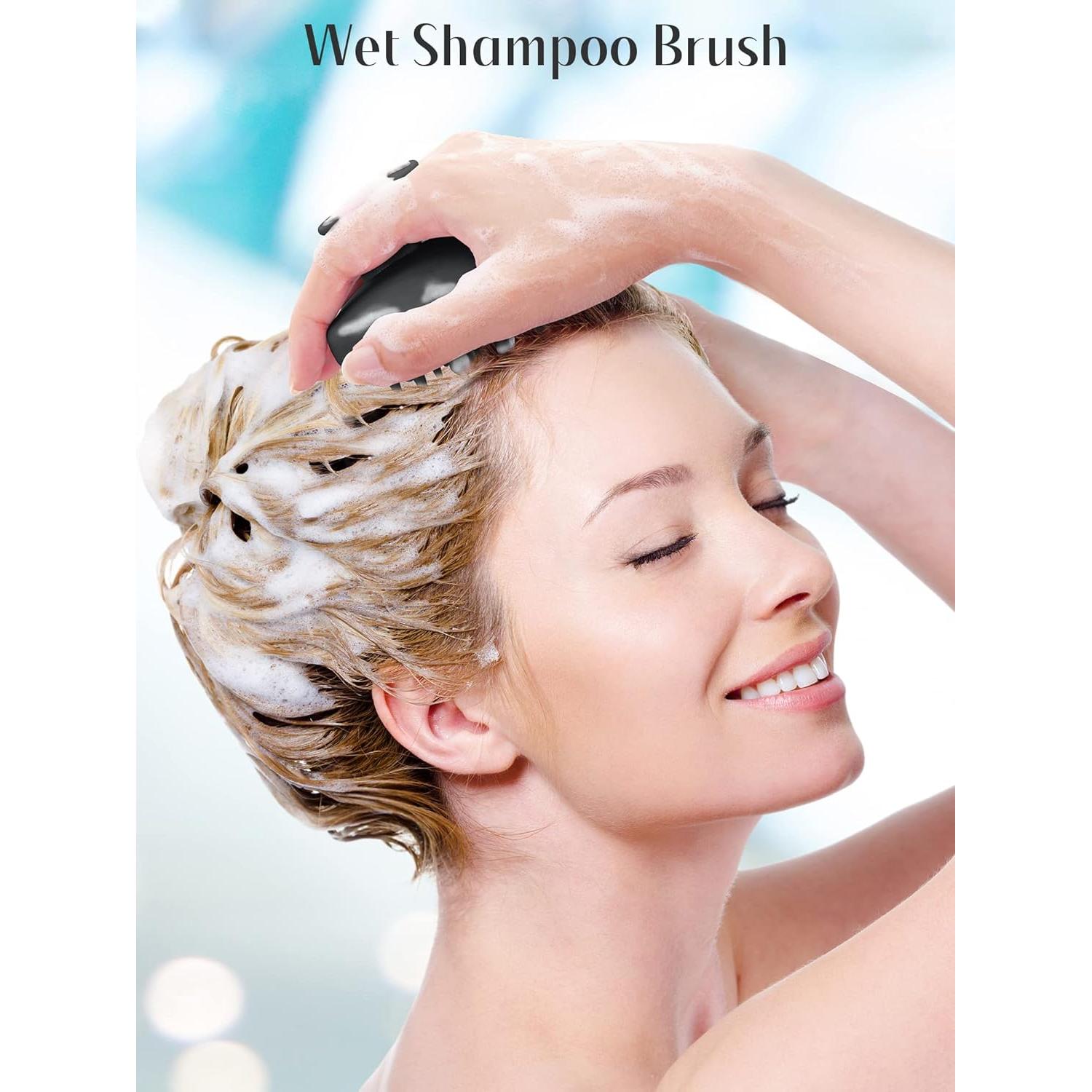 Masajeador de Cuero Cabelludo HEETA Negro - Cepillo Exfoliador