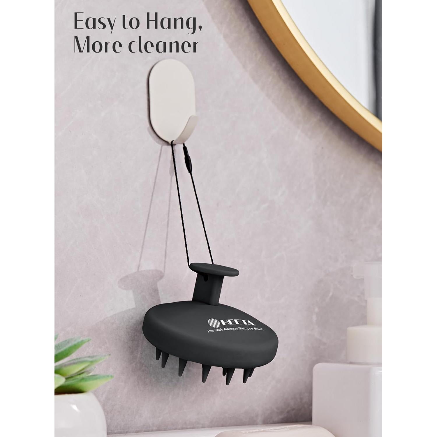 Masajeador de Cuero Cabelludo HEETA Negro - Cepillo Exfoliador