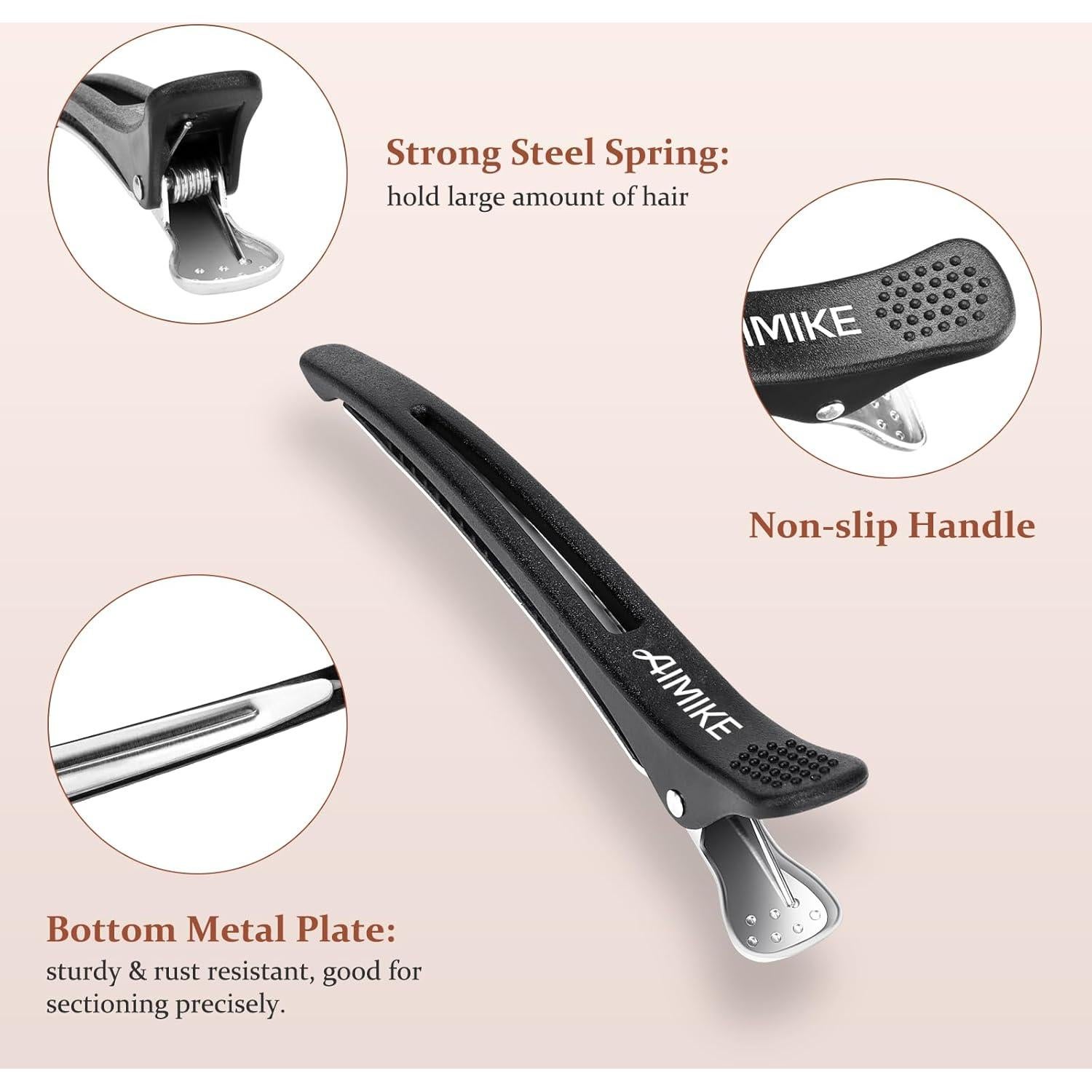 AIMIKE 6 Clips de Pelo Profesionales Antideslizantes 10.9 cm