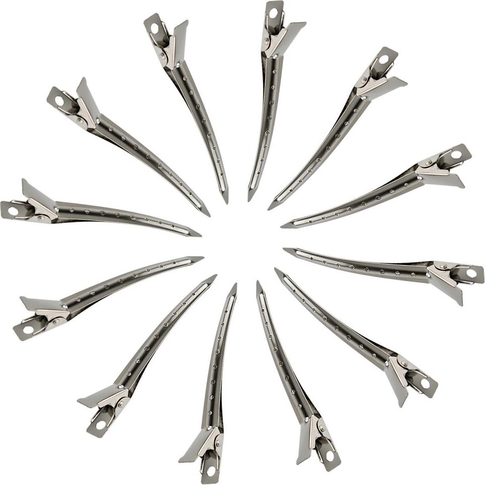 24 Clips de Pico de Pato Bantoye 8.9 cm Metal Antioxidante Plata