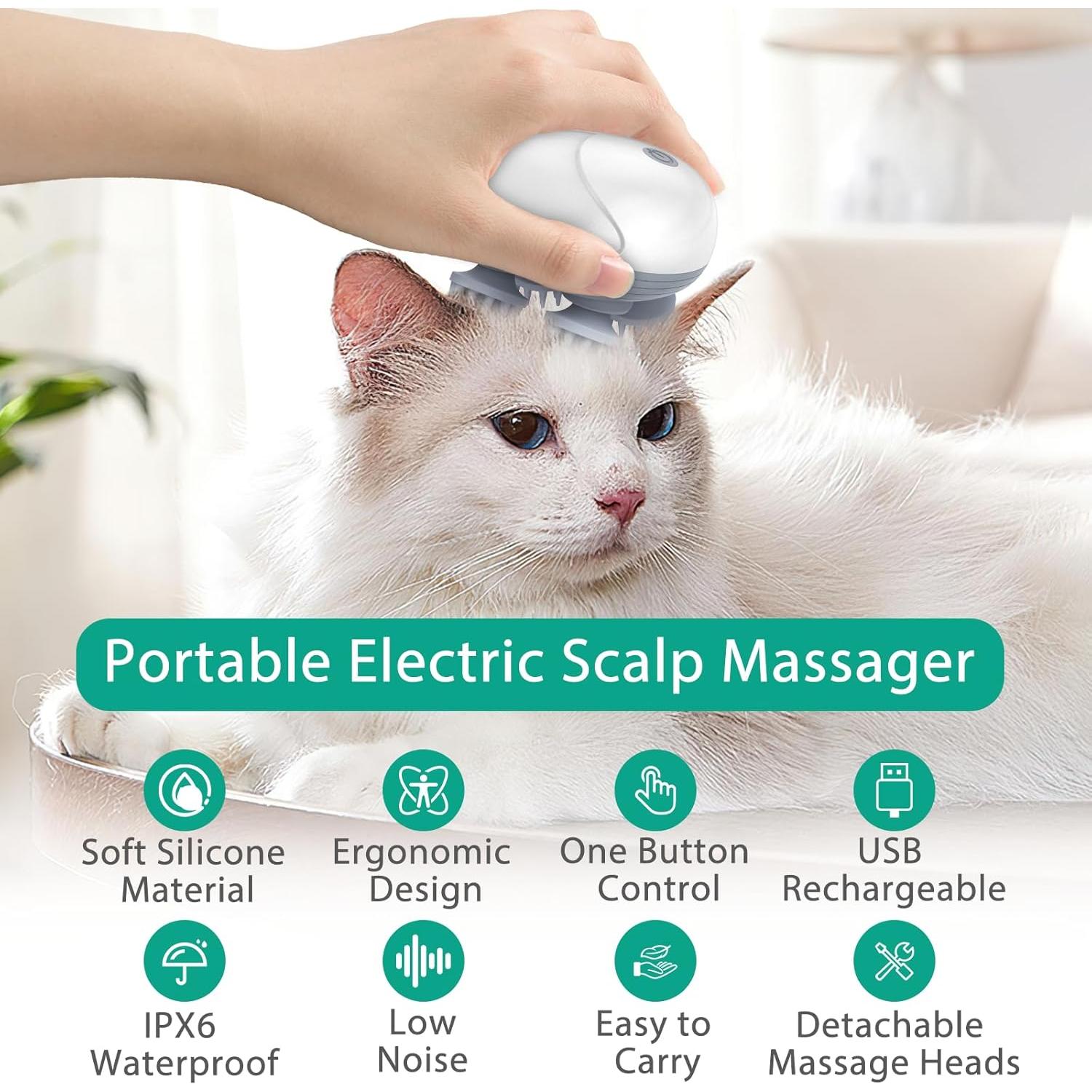 Masajeador Eléctrico de Cuero Cabelludo ORIA, 4 Garras, IPX6