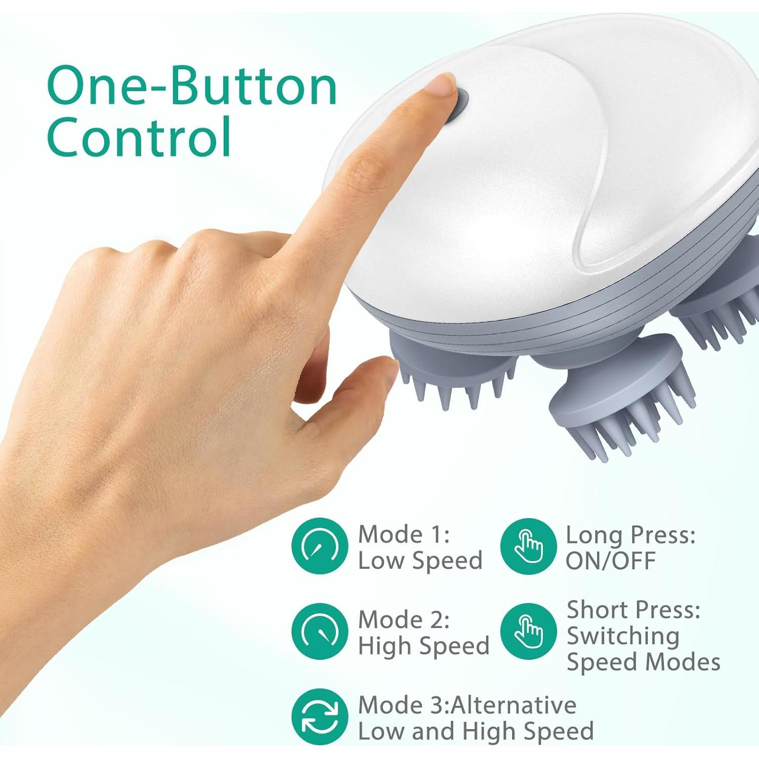 Masajeador Eléctrico de Cuero Cabelludo ORIA, 4 Garras, IPX6