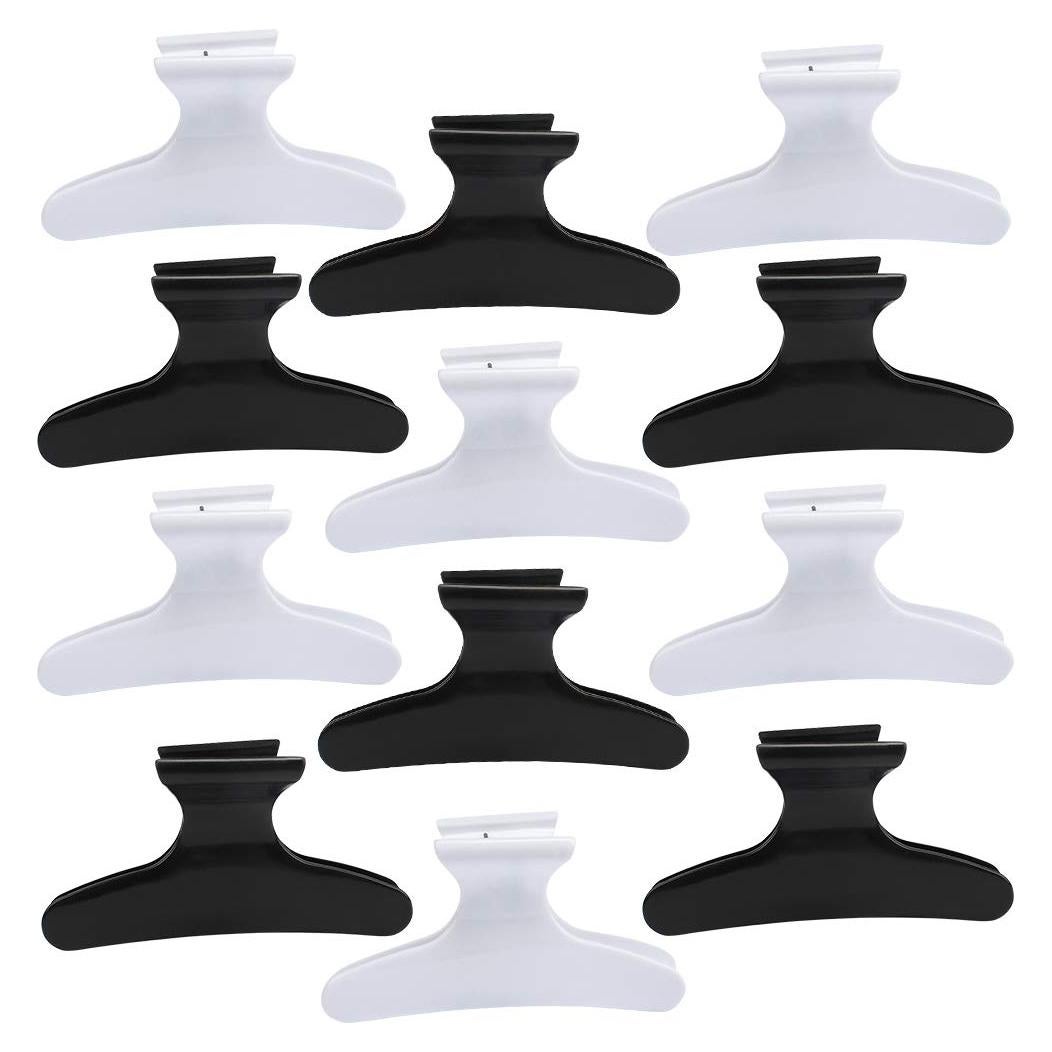 Pinzas Mariposa para Cabello BAHABY - 12 Paquetes Negras y Blancas