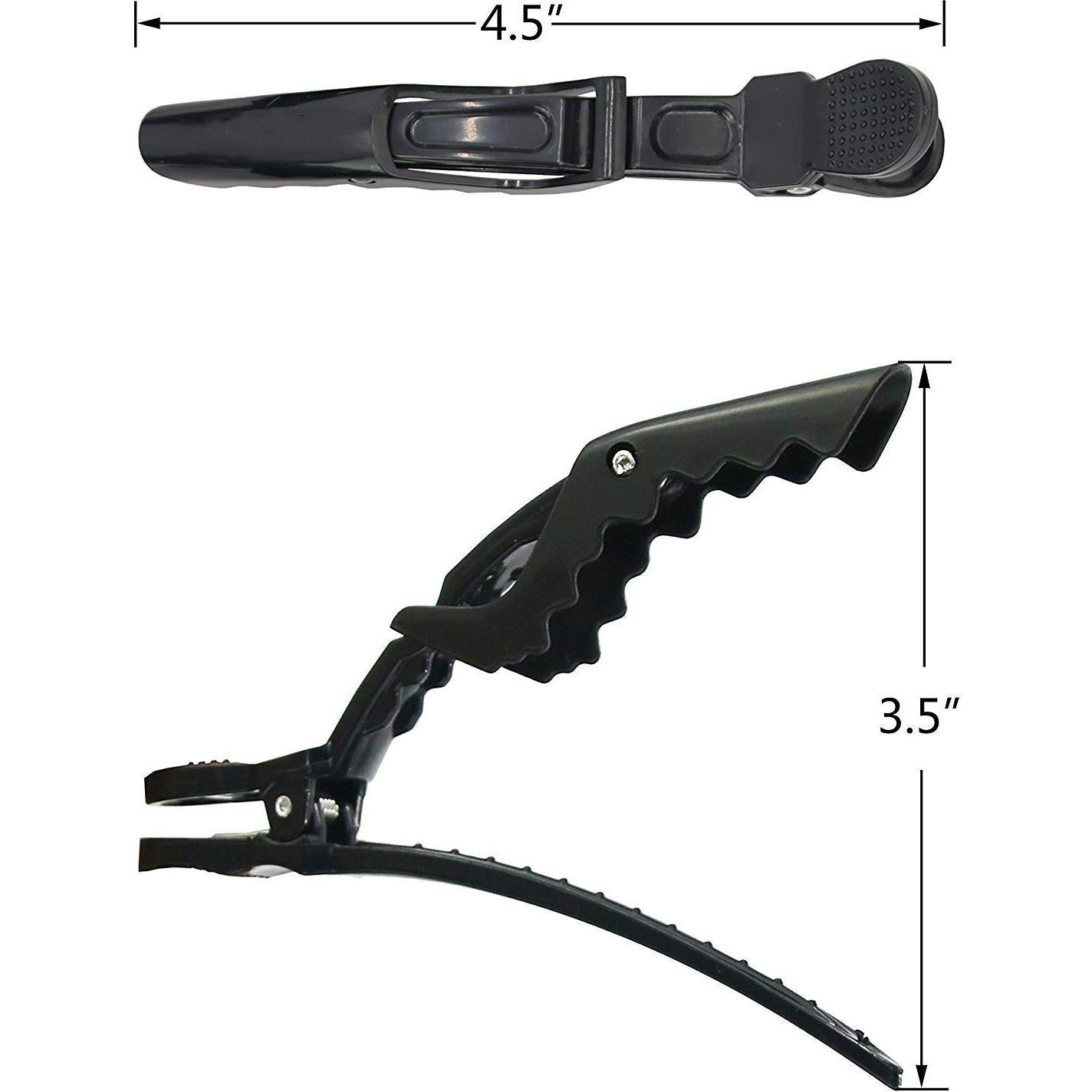 12 Clips de Cabello Profesionales F-BBKO Doble Bisagra Negro