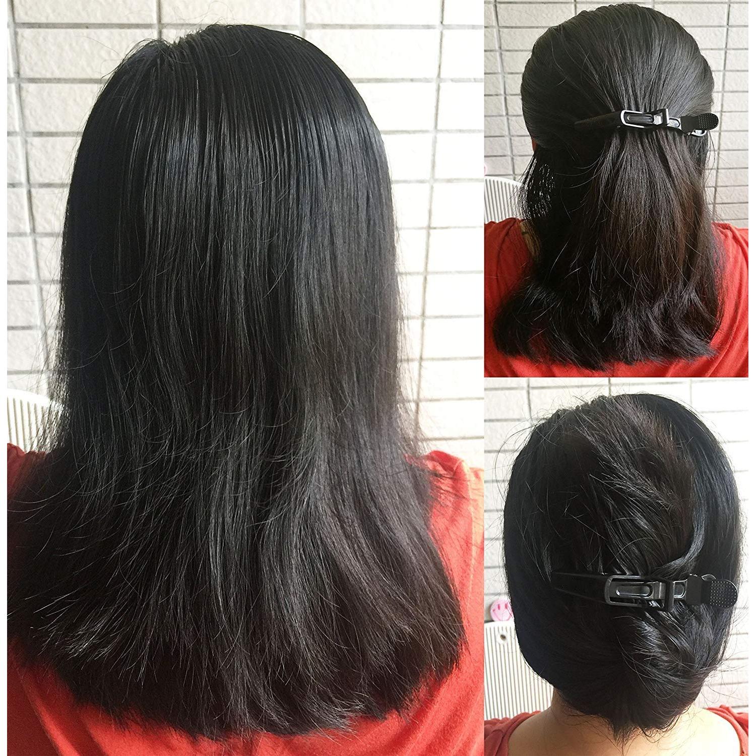 12 Clips de Cabello Profesionales F-BBKO Doble Bisagra Negro