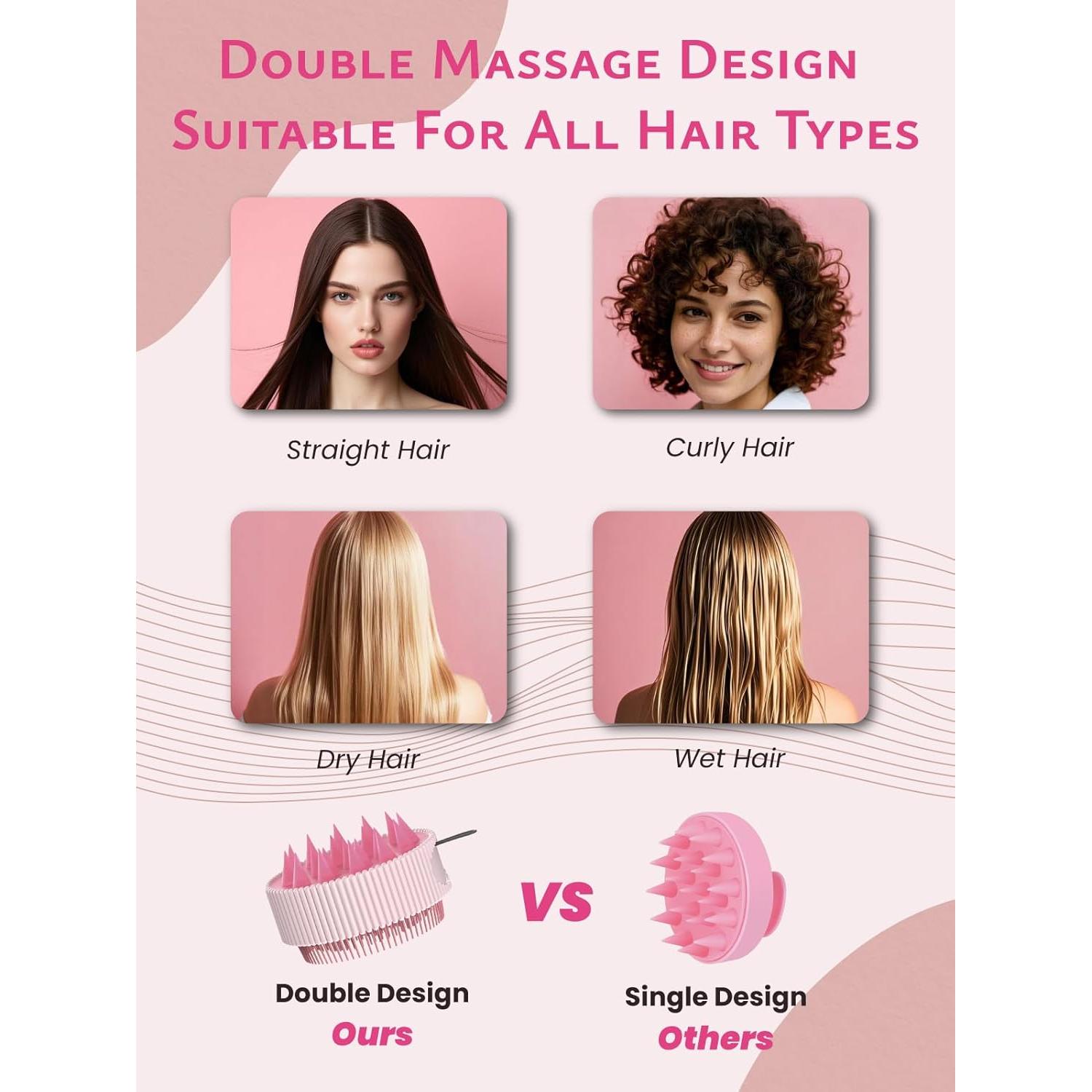 Masajeador de Cuero Cabelludo Rena Chris Rosa 8.2x7.75cm