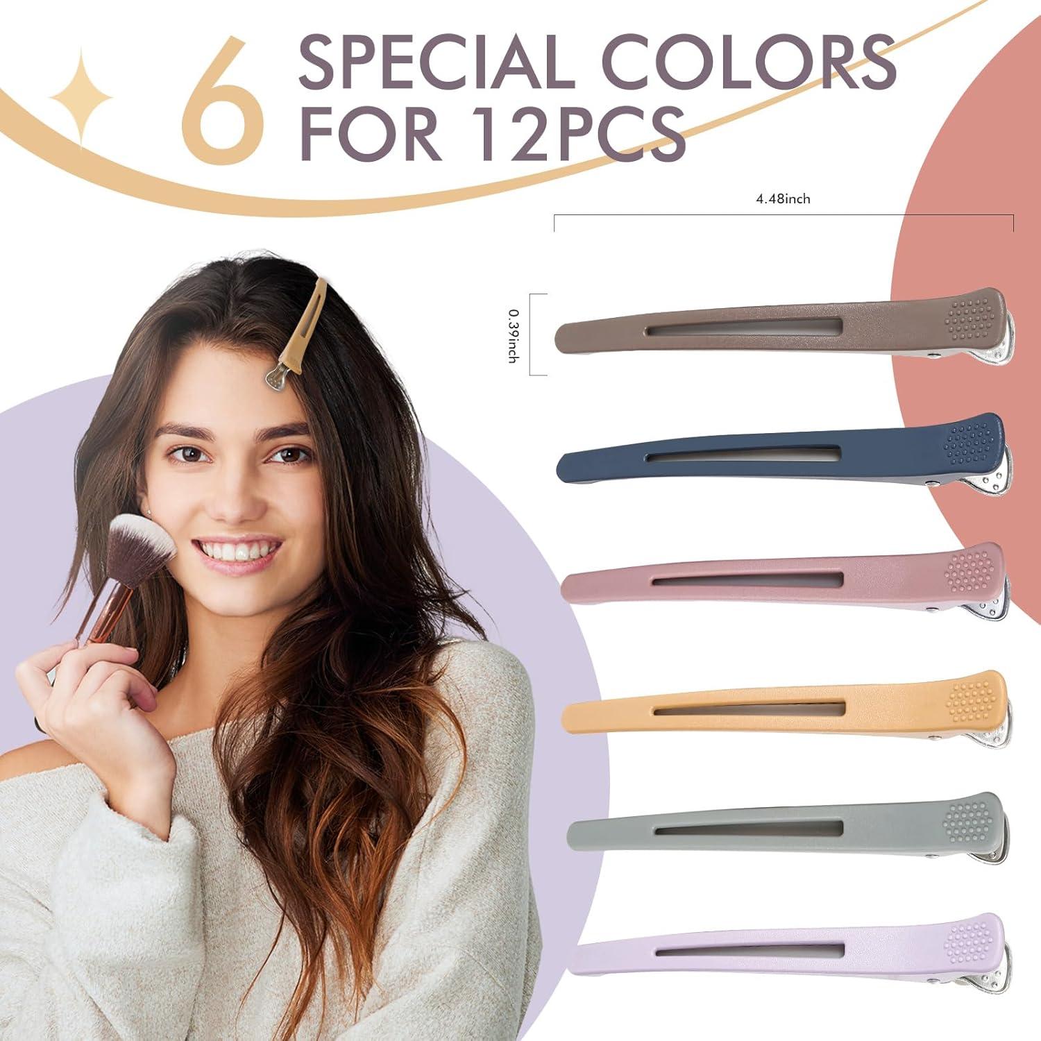 12 Clips para Cabello Profesional MEDOCA 11.4 cm Silicona