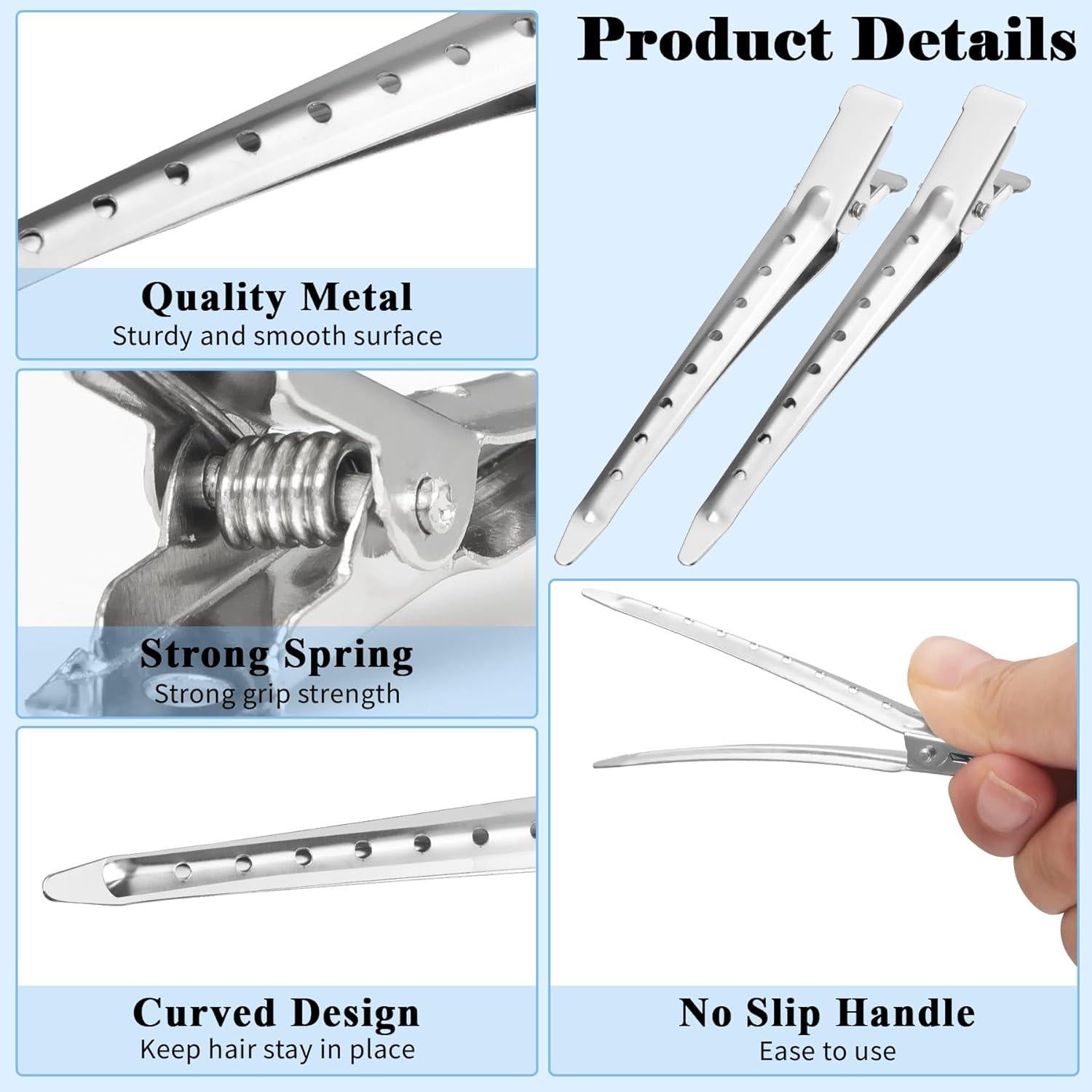 Clips para el Cabello Gingbiss 24 Pcs Metal 8.9 cm Plata