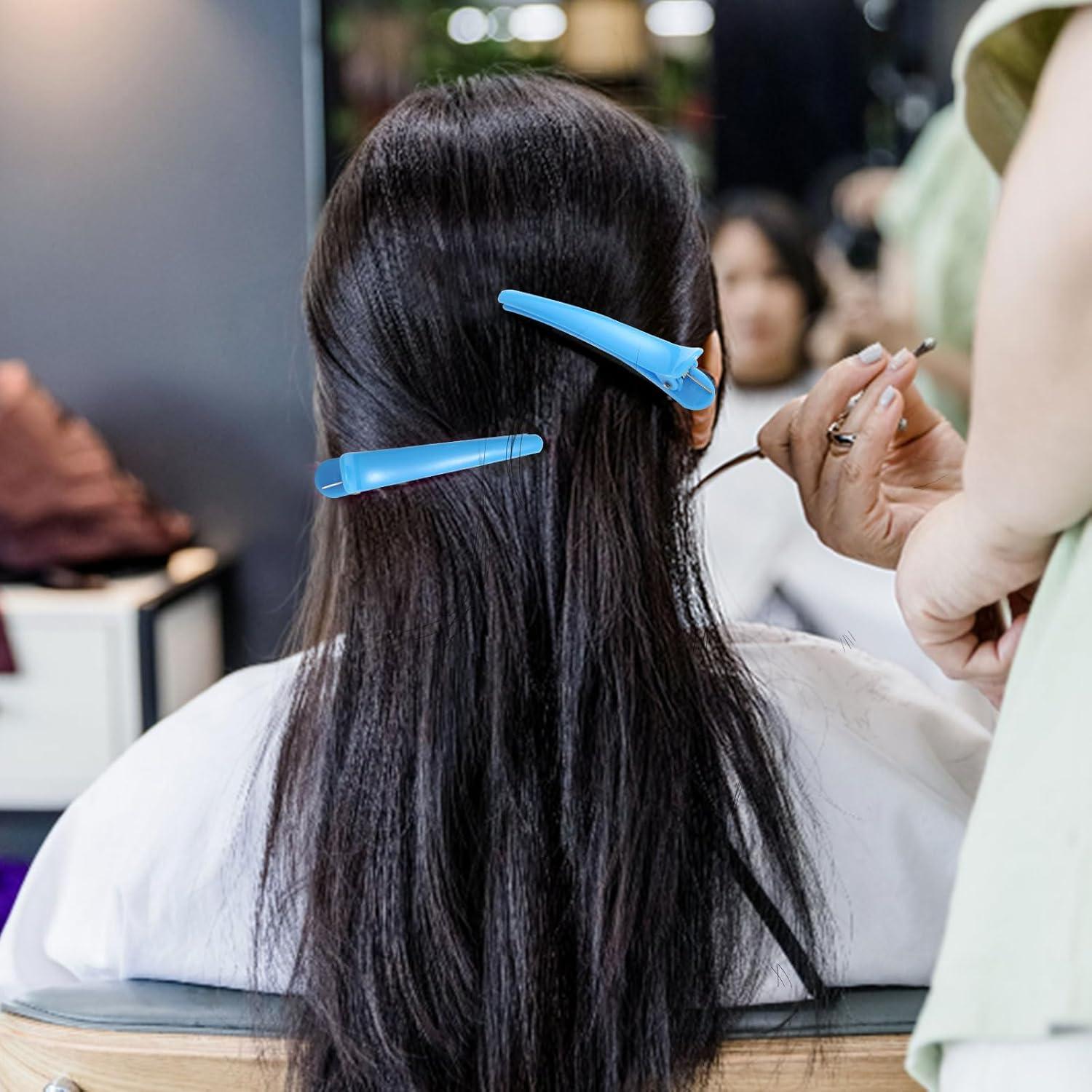 Professional Hair Clips 14 Pack for Styling Sectioning, Non Slip No-Trace Clips, Salon Barbershop and Home Hair Cutting Clips for Hairdresser Blue