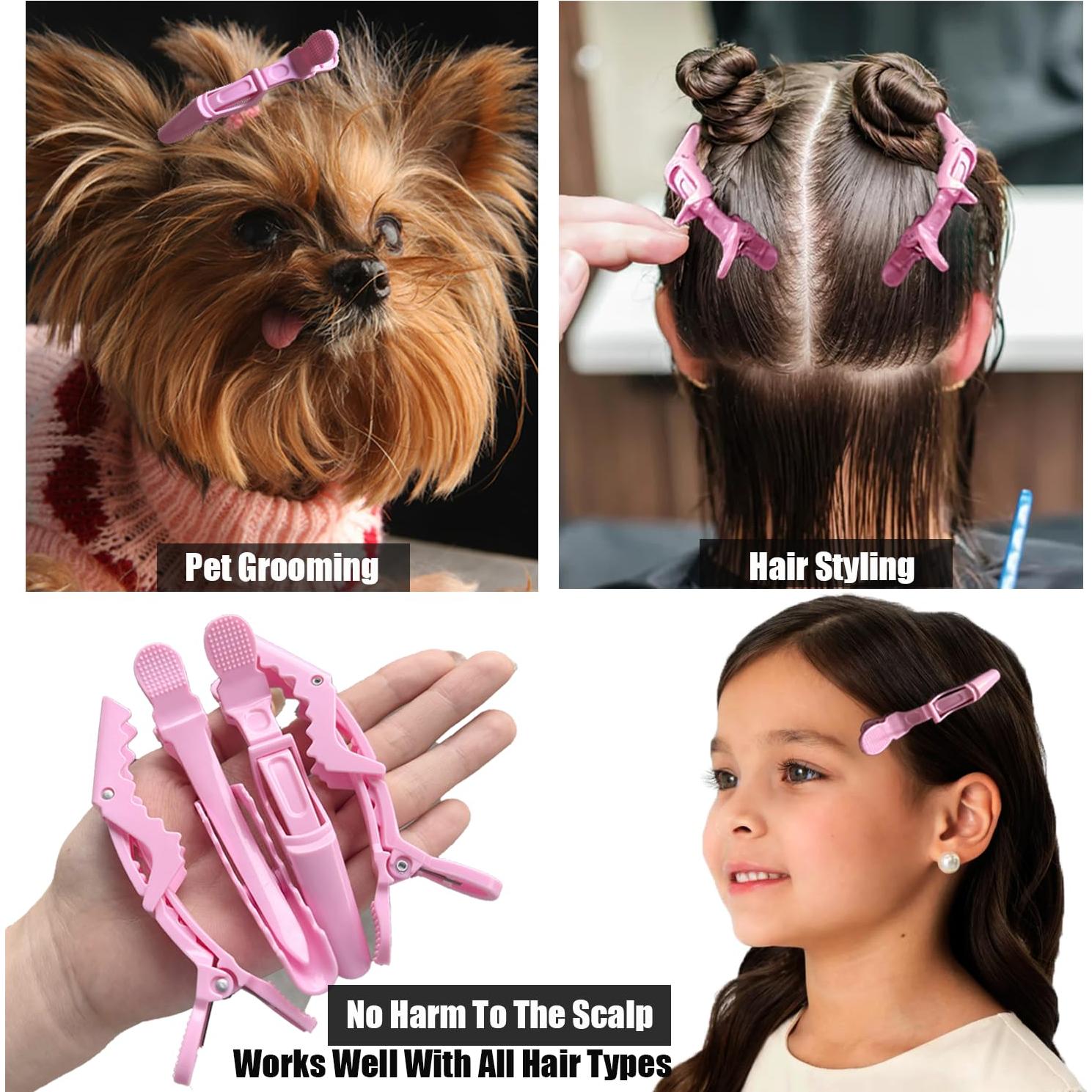 30 Clips de Pelo Cocodrilo Rabetly Rosa para Estilismo