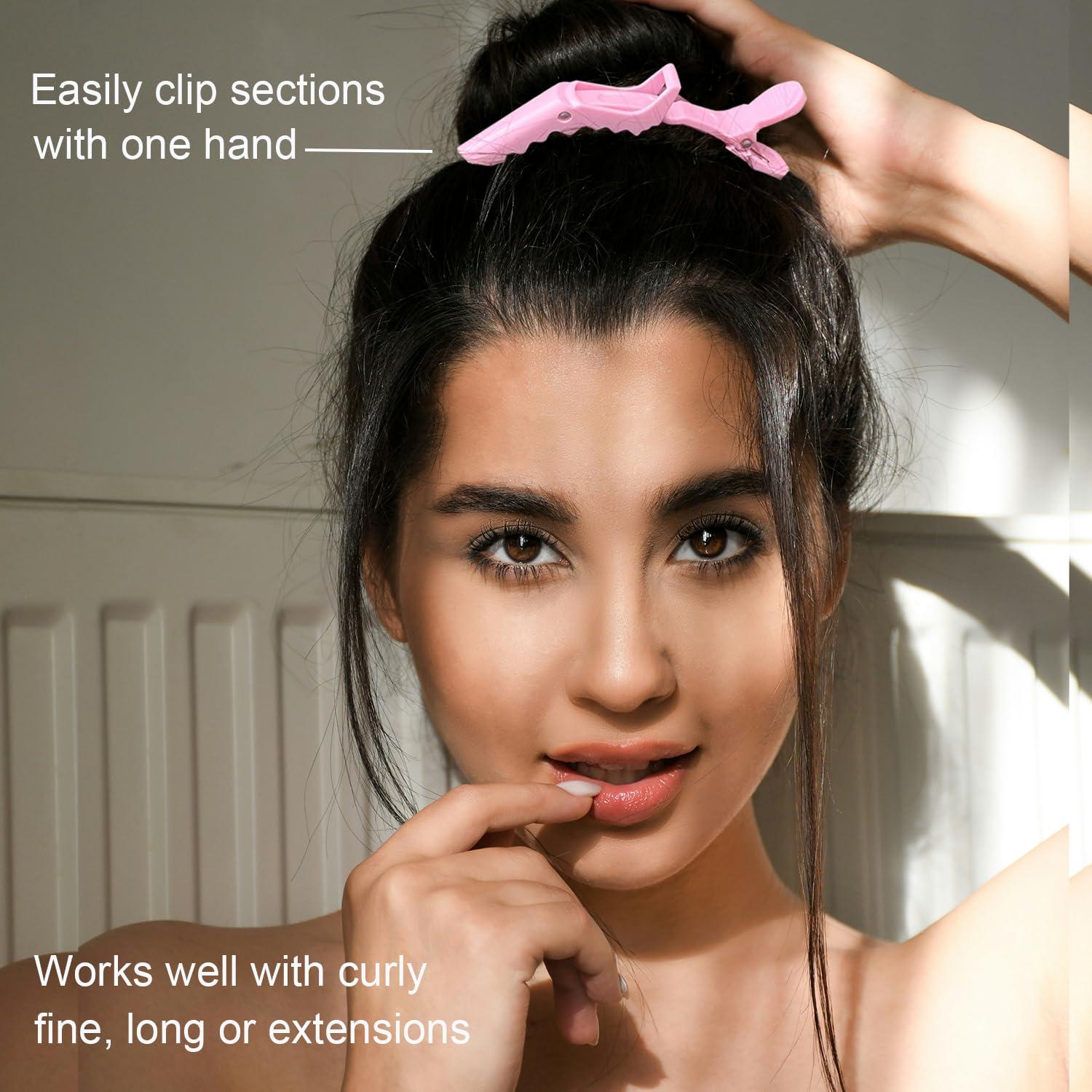 30 Clips de Pelo Cocodrilo Rabetly Rosa para Estilismo