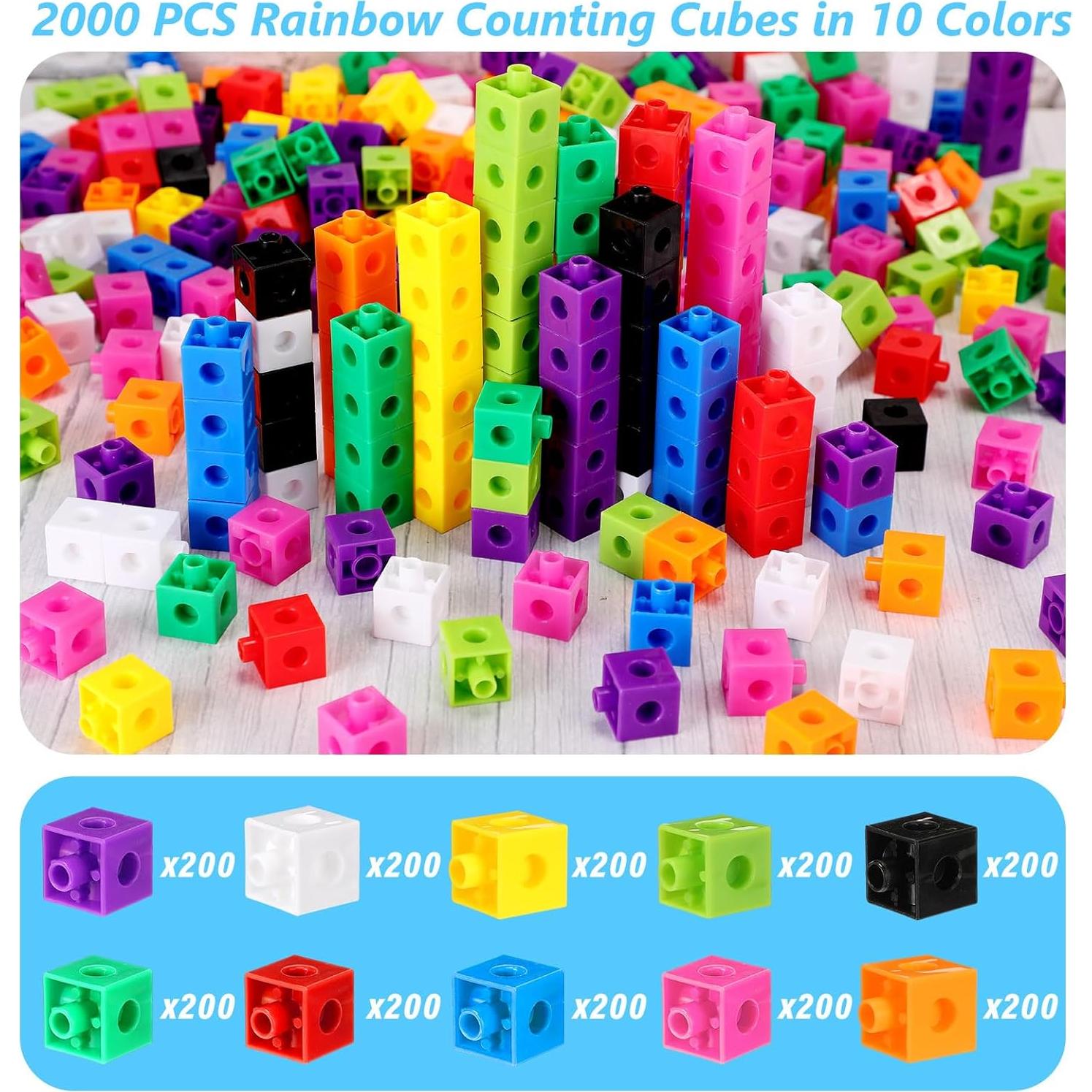 Cubos Enlazadores Jenaai 2000 Piezas Plástico Colorido 2 cm