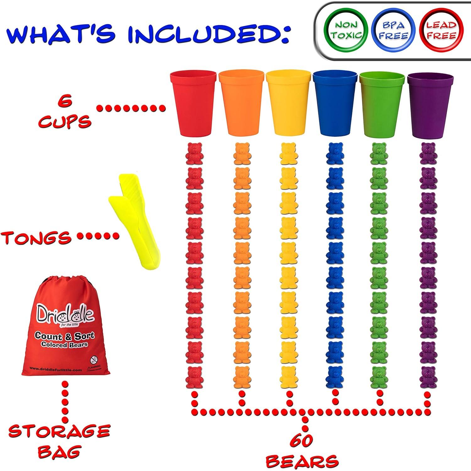 Ositos de Colores para Contar Driddle - 60 Piezas - Juguete Educativo