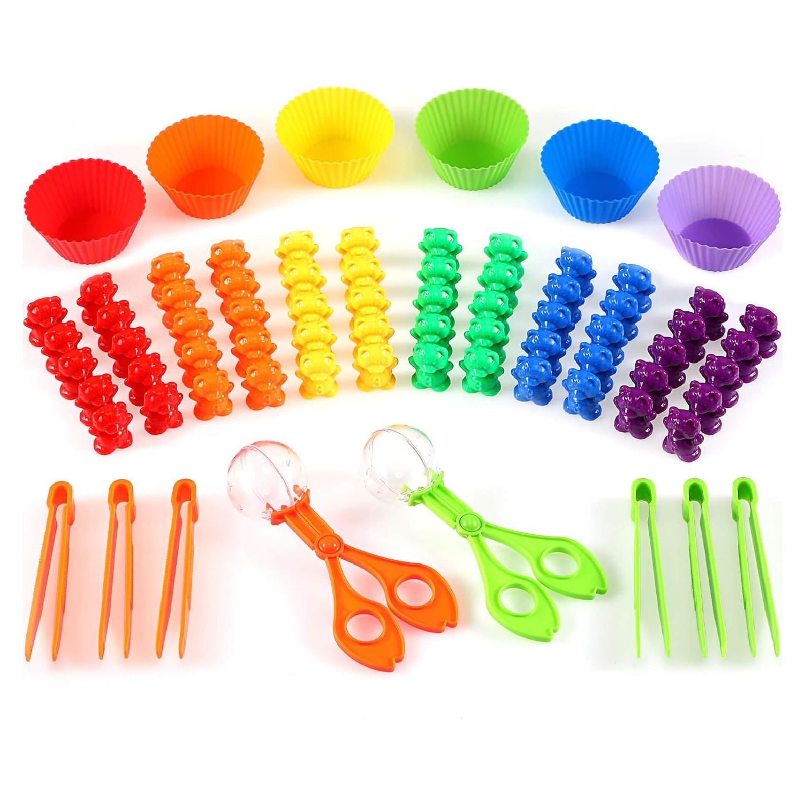 Juego de Clasificación y Conteo Skylety 74 Piezas Osos Arcoíris